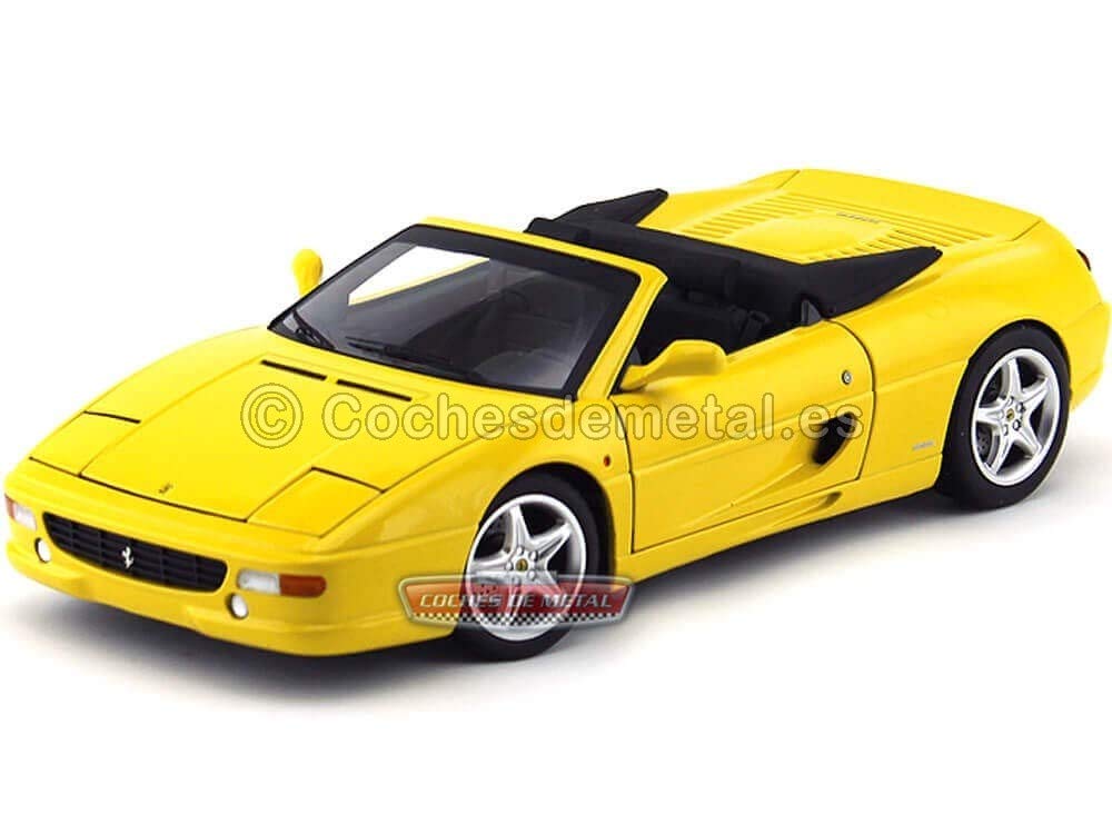 Hot Wheels Ferrari F355 Spider Convertible 1/18 Scale Diecast Model Car - Limited Yellow Elite Edition | Collectible Sports Car for Display, Gift & Racing Enthusiasts