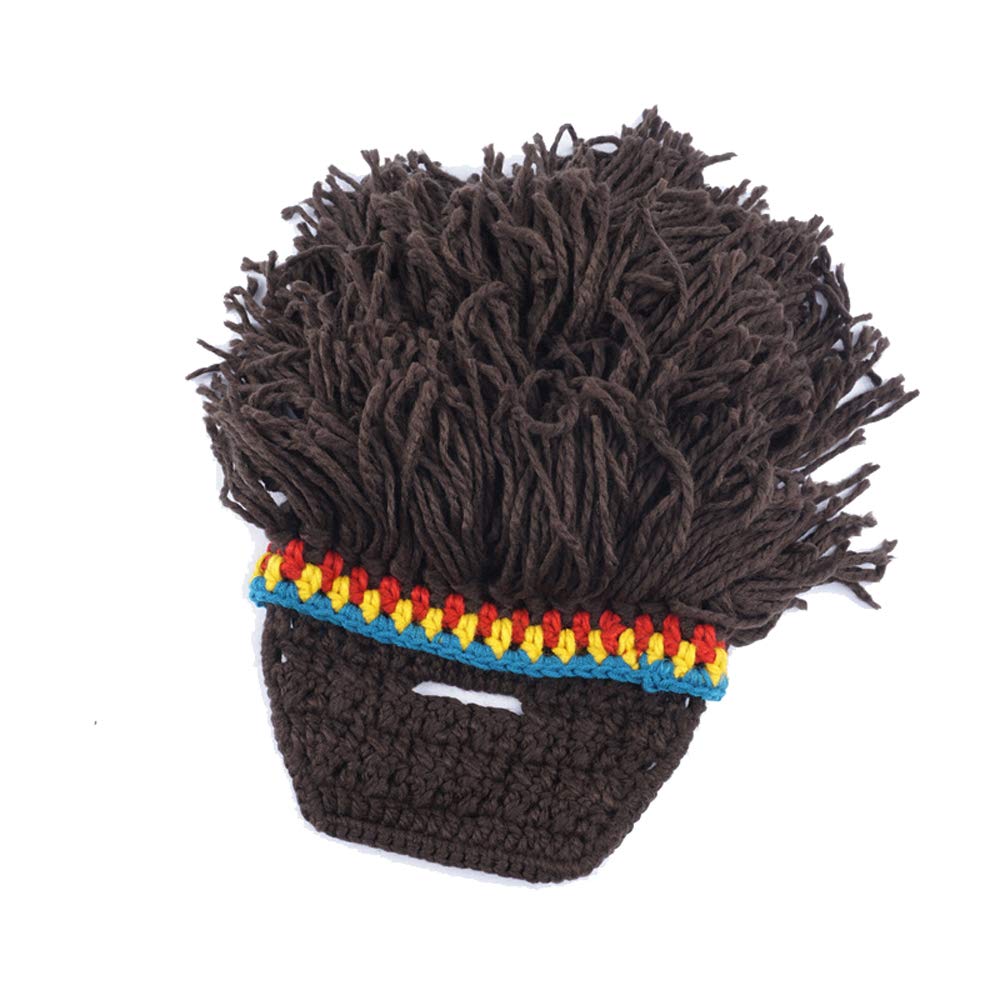 Xinqigo Rasta Beanie Wig & Beard Hat - Funny Caveman Costume for Halloween Parties, Cosplay, and Themed Events | Unisex Novelty Accessory