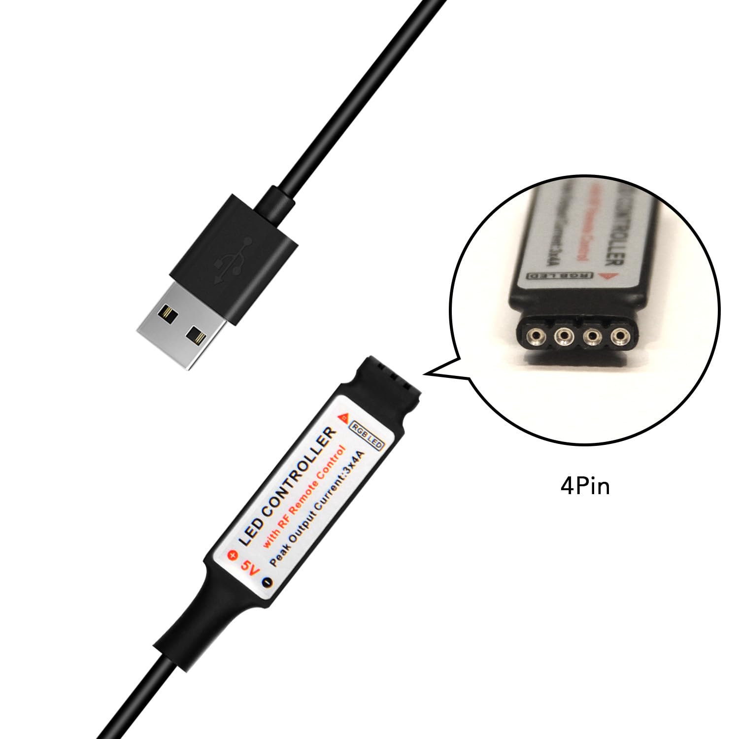 DAYBETTER RF Wireless Remote LED Controller - 5V-24V DC Dimmer for LED Strip Lights with 17-Key Remote | Mini 4-Pin RF Controller for Home, Office & Party Lighting