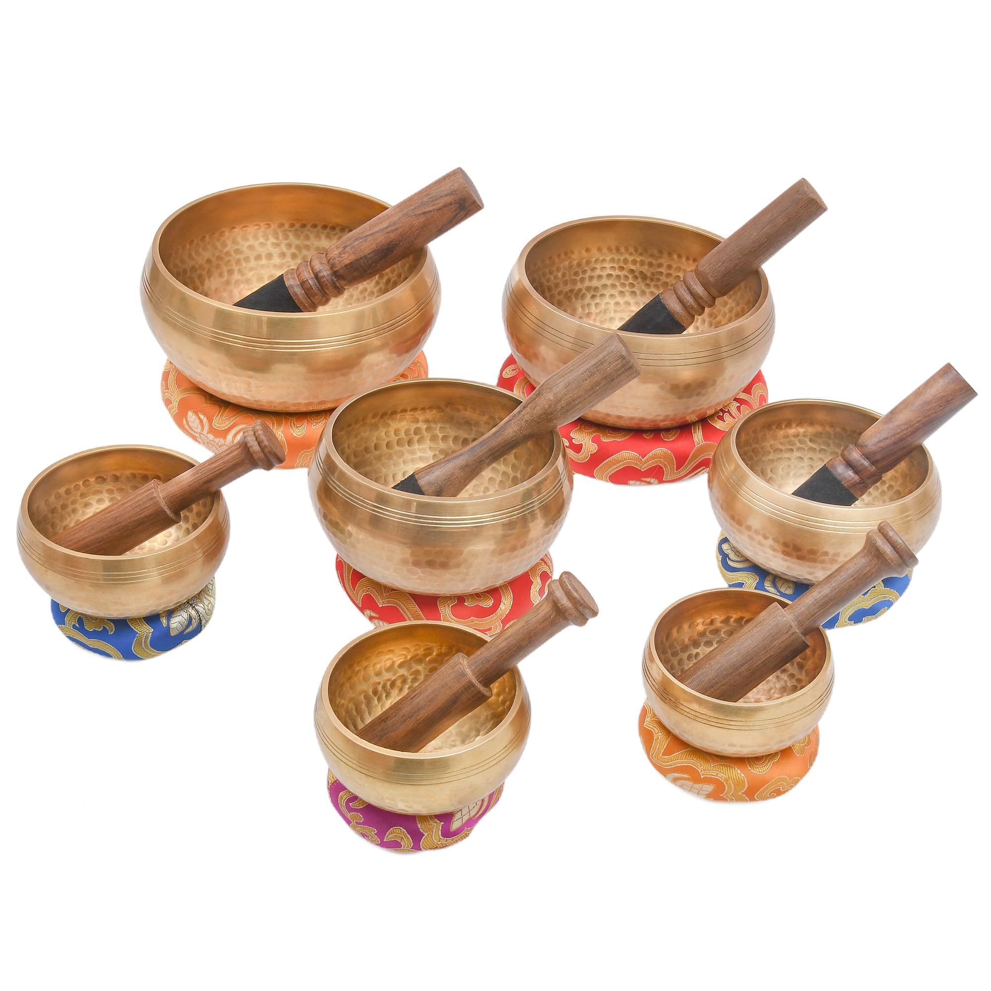 Authentic Tibetan Singing Bowl 7 Chakra Set - Hand Hammered Meditation Sound Bowl with 6 Inch Mallet & Cushion for Yoga, Deep Relaxation & Holistic Healing | Perfect for Meditation, Sound Therapy, Mindfulness Practice & Spiritual Healing