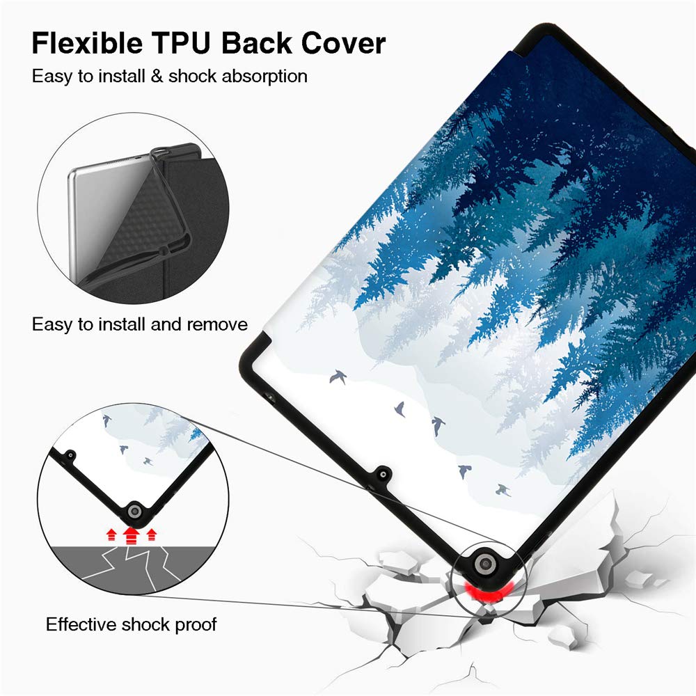 Premium Shockproof Case for iPad 9th/8th/7th Generation (10.2-inch 2021/2020/2019 Models A2270 A2428 A2429 A2197) - Forest Design with Apple Pencil Holder & Auto Sleep/Wake - Perfect for Artists, Students & Professionals - Drawing, Painting & Daily Protection