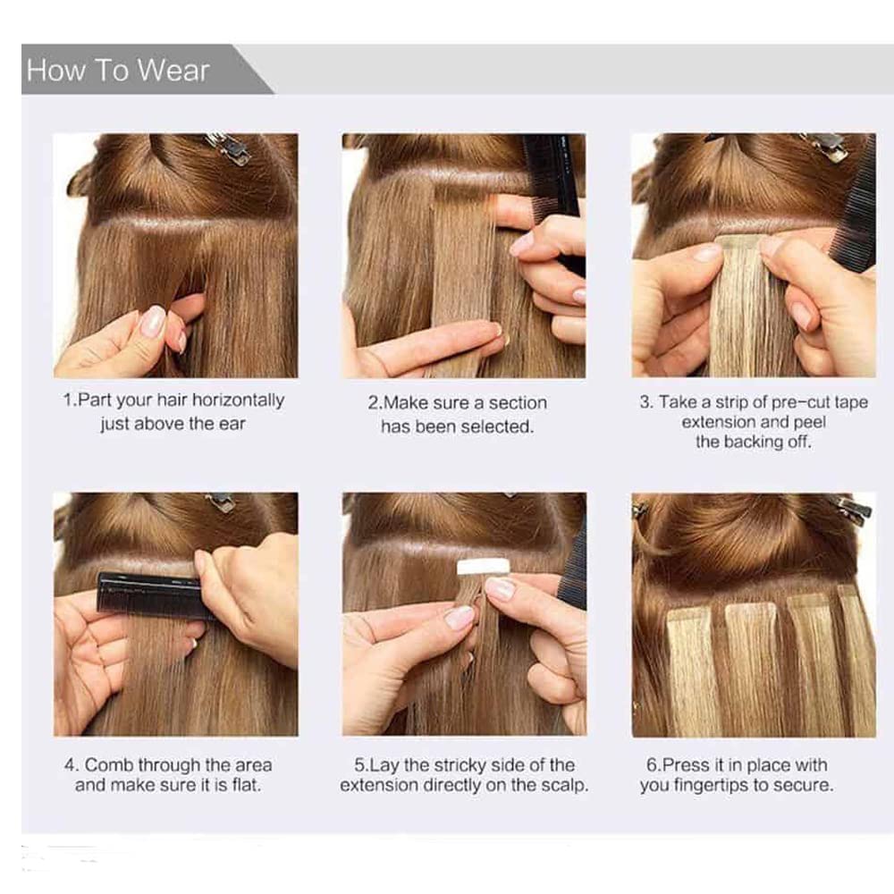 22'' 60g 20pcs Natural Invisible Tape-in Human Hair Extensions - Remy Brazilian Silky Straight Seamless Glue Hair Wefts for Women | Perfect for Daily Styling, Parties & Special Occasions