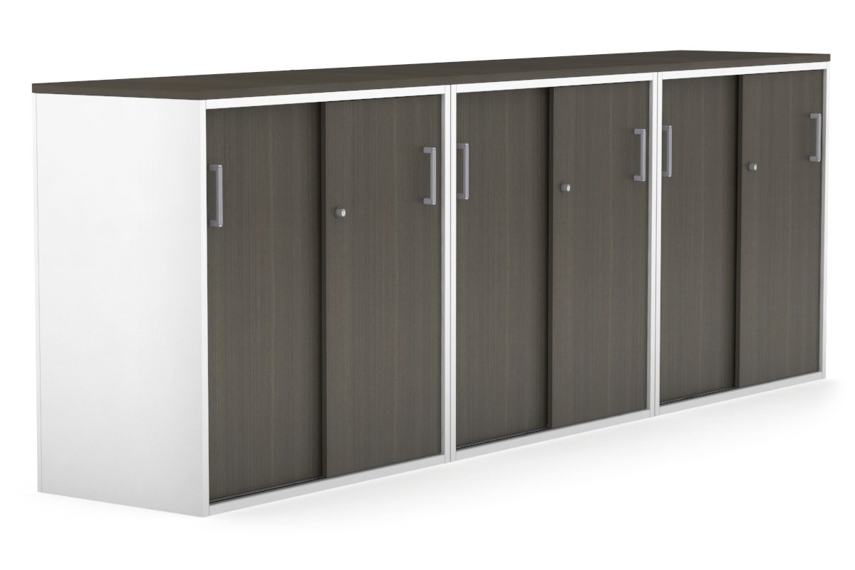 Modern 2400W x 900H x 450D Sliding Door Credenza for Office & Home - Medium Uniform Storage Cabinet with Smooth Gliding Doors - Perfect for Living Room, Bedroom or Entryway Organization