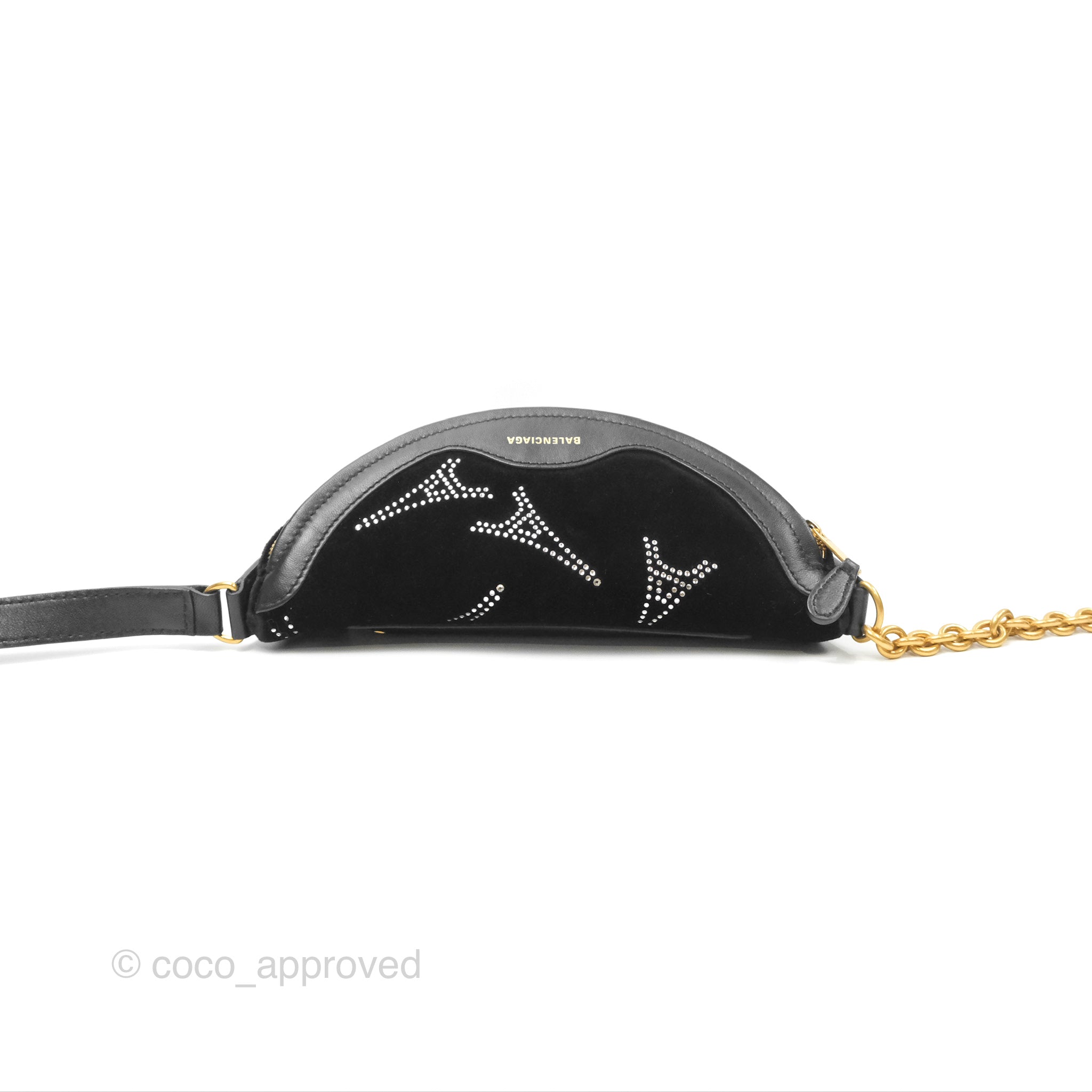 Balenciaga Souvenirs XXS Eiffel Tower Print Belt Bag Black Velvet - Stylish Waist Pack for Travel, Concerts & Everyday Use