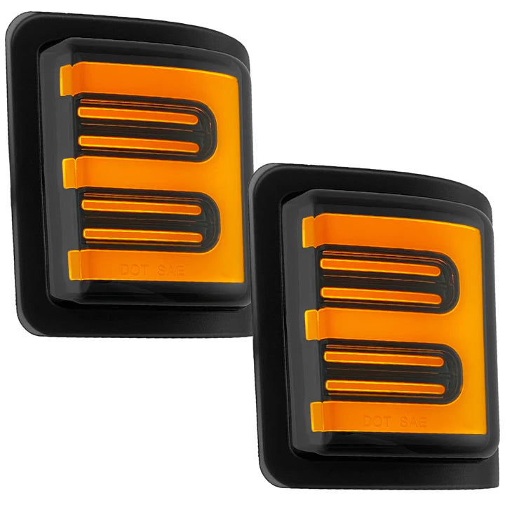 Ford 08-16 Super Duty F250/F350 Side Mirror Lenses (2-Piece Set) - Ultra Bright White/Amber Running Lights & Amber Turn Signals - Smoked/Clear Lens - Upgrade for Night Driving & Enhanced Visibility
