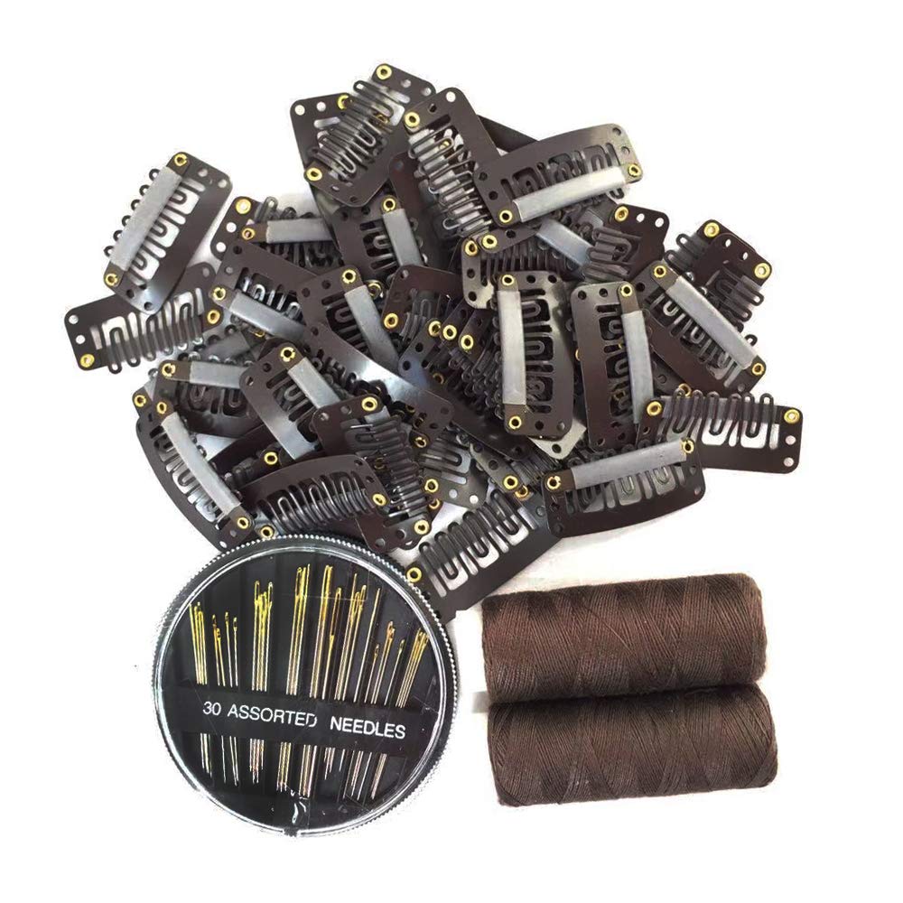 50pcs Hair Extension Clips U Shape - Blonde/Dark Brown/Light Brown/Black Snap Clips for Wigs & Wefts (32mm) | Secure Hold for Hair Extensions, Cosplay & Styling