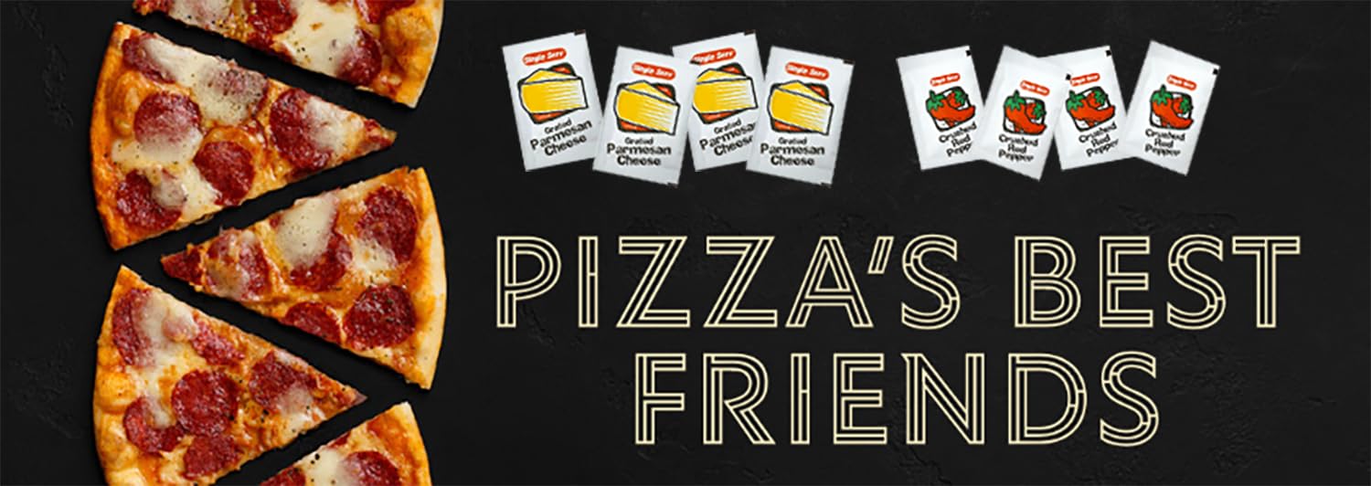 Single Serve Parmesan Cheese & Crushed Red Pepper Packets - 50 Each (100 Pack) | Portion Control for Pizza, Pasta & Salads | Restaurant & Takeout Style Seasoning