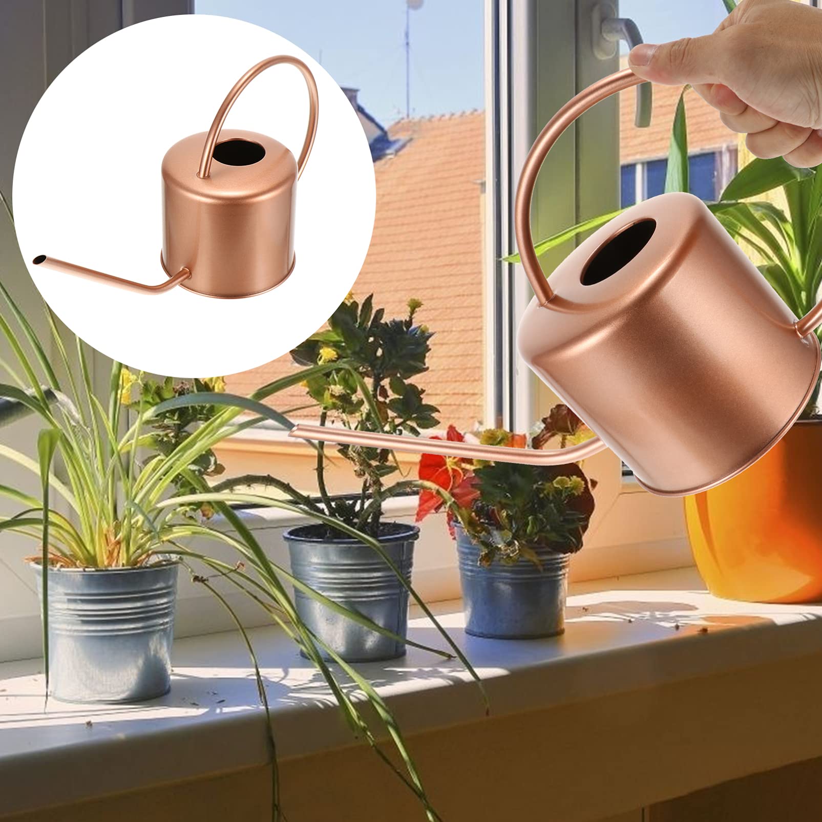 Hemoton Stainless Steel Watering Can - 1 Gallon Garden Watering Pot with Long Spout for Indoor & Outdoor Plants, Flowers, and Herbs - Perfect for Home, Office, and Greenhouse Use