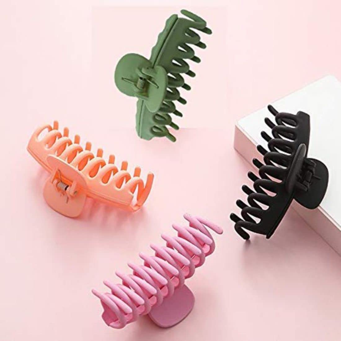 DENICRAAS Large Hair Claw Clips for Women - 4 Pack Strong Hold Non-Slip Matte Hair Clips for Thin, Thick & Curly Hair - Perfect for Workouts, Office & Everyday Styling