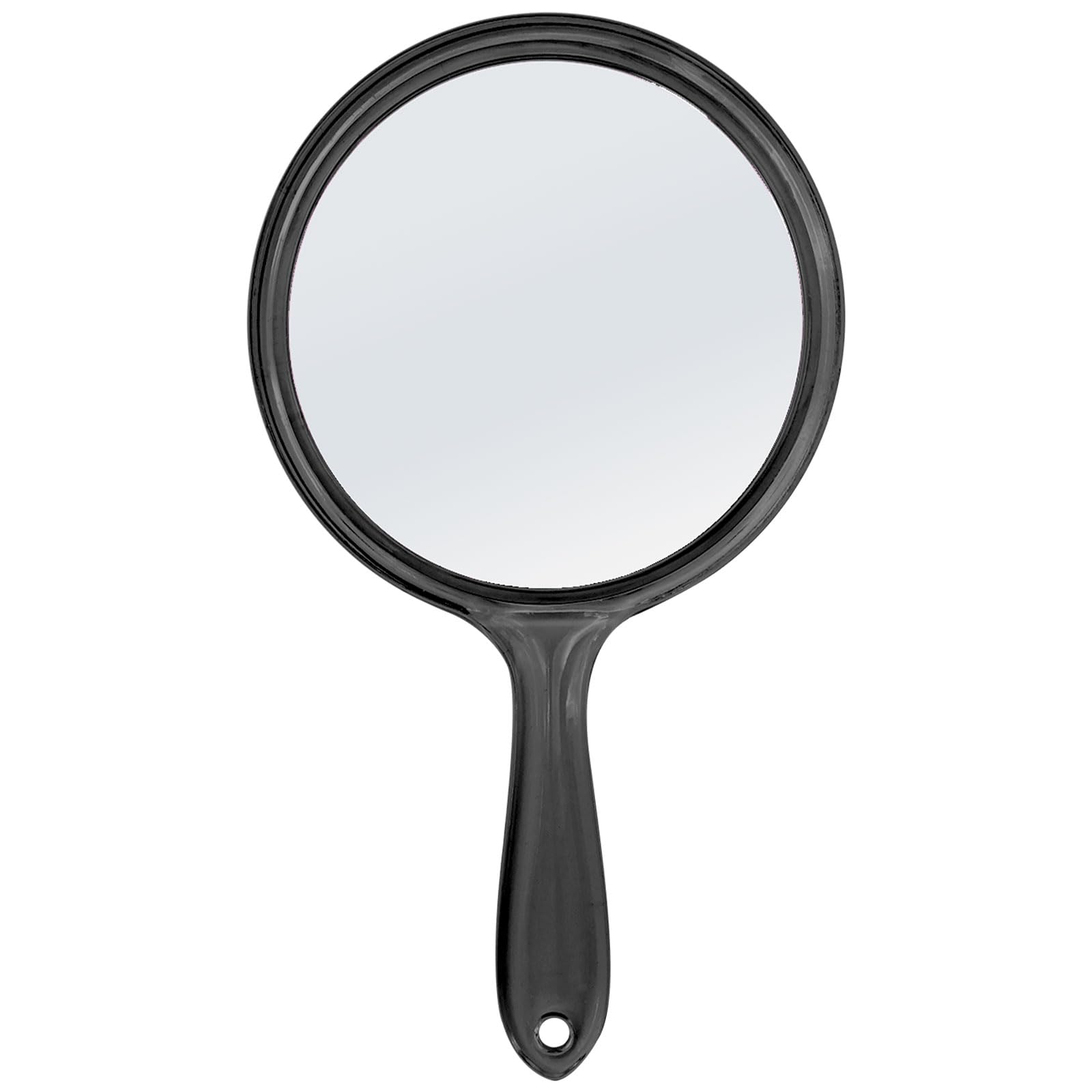 Double Sided Handheld Mirror with 1X/2X Magnification - Round Makeup Mirror with Comfortable Handle - Perfect for Beauty Routine, Travel & Vanity (Black)