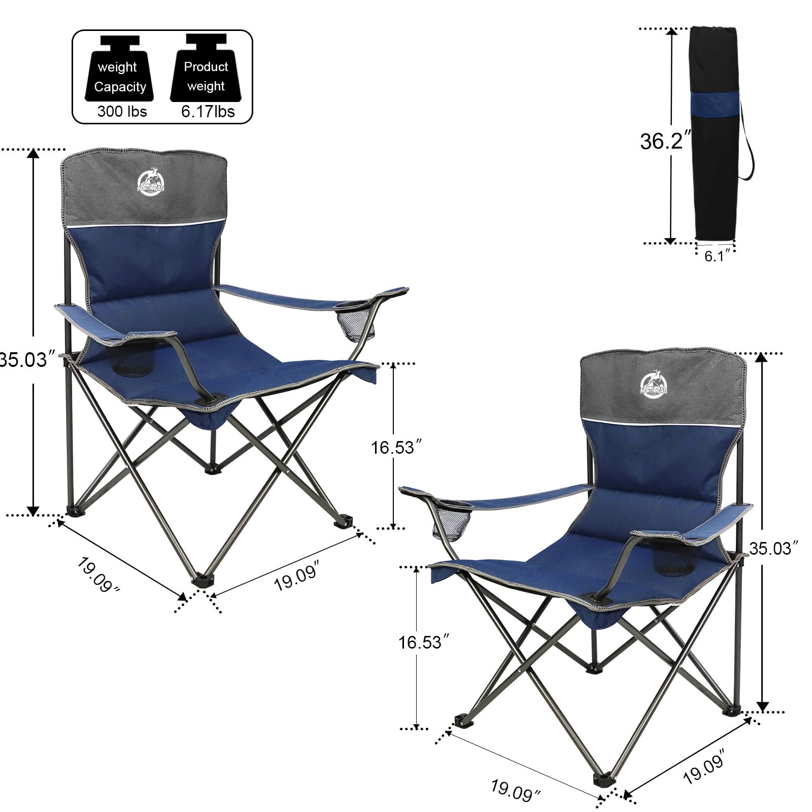 4-Piece Folding Camping Chair Set - Portable Collapsible Outdoor Furniture with 1 Loveseat, 2 Single Chairs & Side Table - Perfect for Patio, Backyard, Beach, Picnics & Camping Trips (Blue)