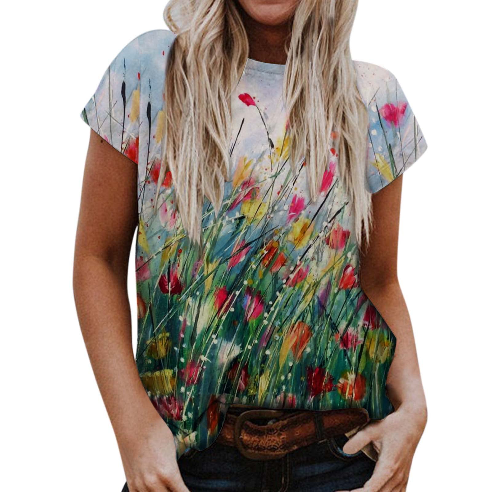 Women's Summer V-Neck T-Shirt - Casual Trendy Loose Fit Tunic Top, Sexy Short Sleeve Blouse for Ladies (Plus Size Available) - Perfect for Beach Outings, Date Nights & Casual Wear