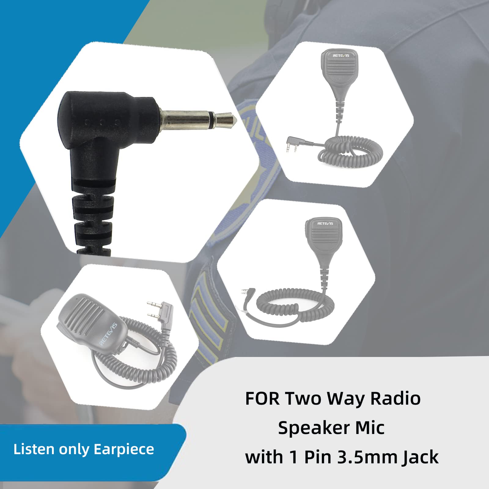 Retevis 3.5mm Security Acoustic Tube Earpiece Headset - 1 Pin Listen Only/Receive Earpiece with Coil Tube - Compatible with 2 Way Radios, Transceivers & Speaker Mics (4 Pack) - Ideal for Security Guards, Event Staff & Construction Workers
