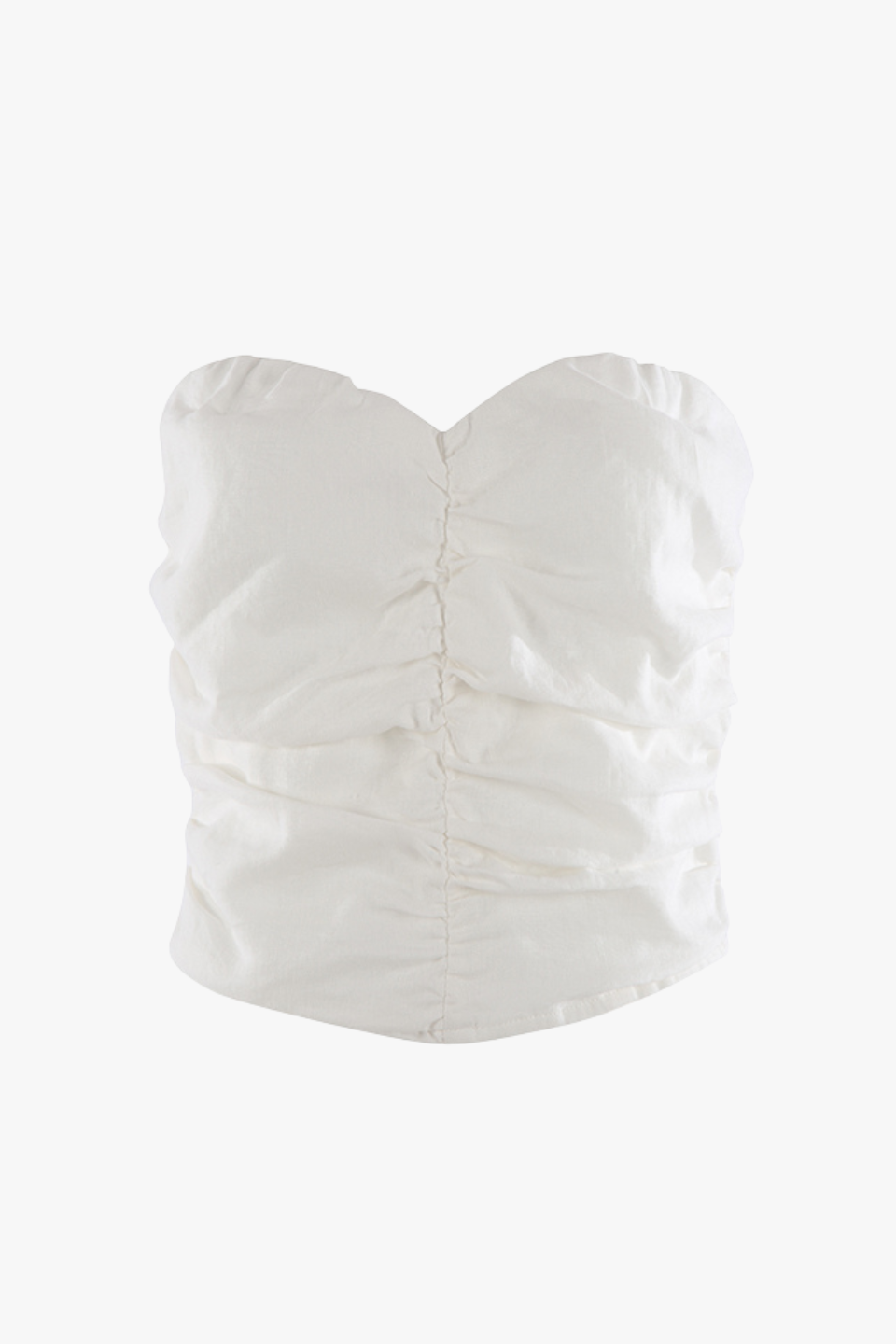 Elegant White Linen Strapless Rouched Blouse for Women | Summer Beach Party & Date Night Outfit