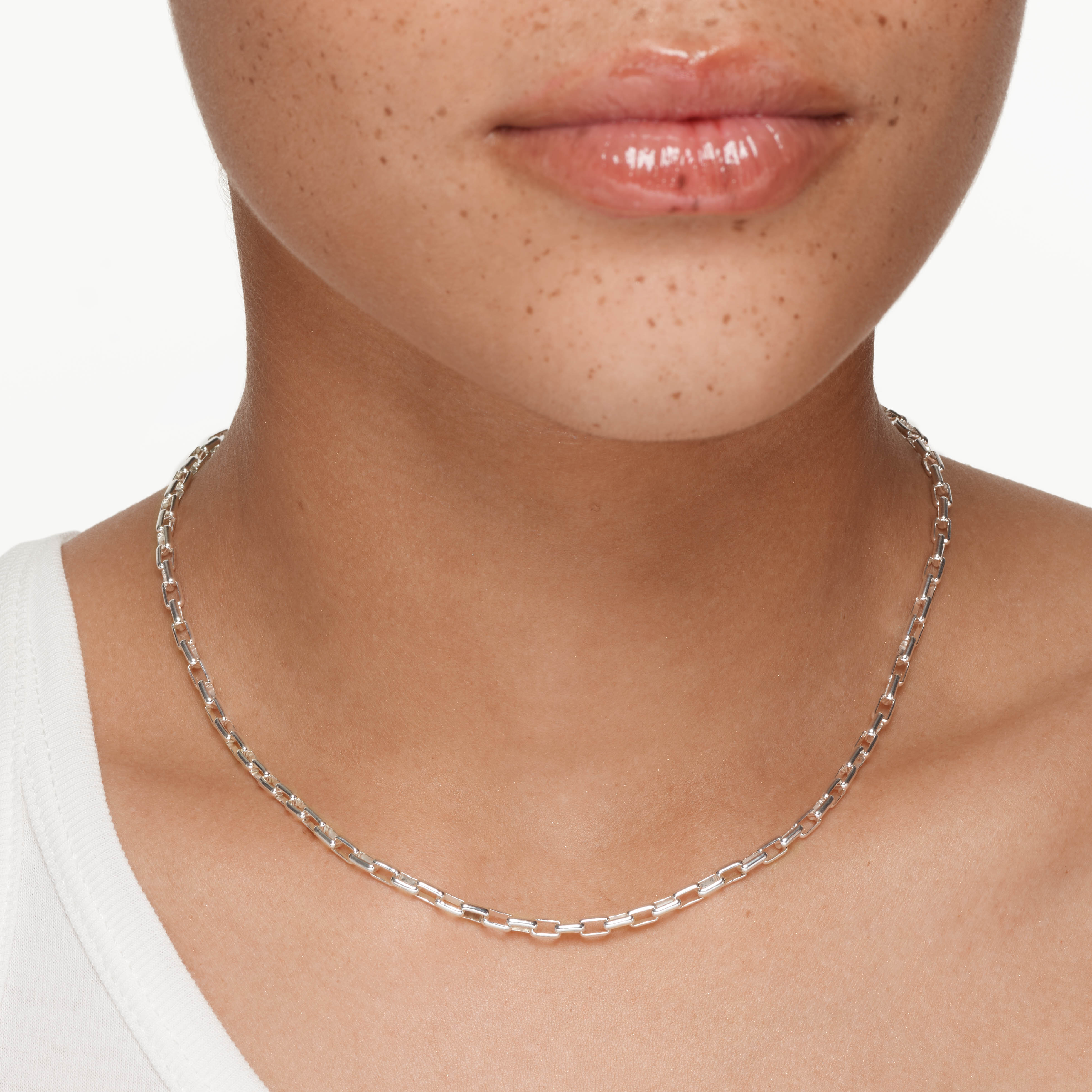 Silver Box Paperclip Chain Necklace for Women - Trendy Layered Jewelry for Everyday Wear, Office & Date Night