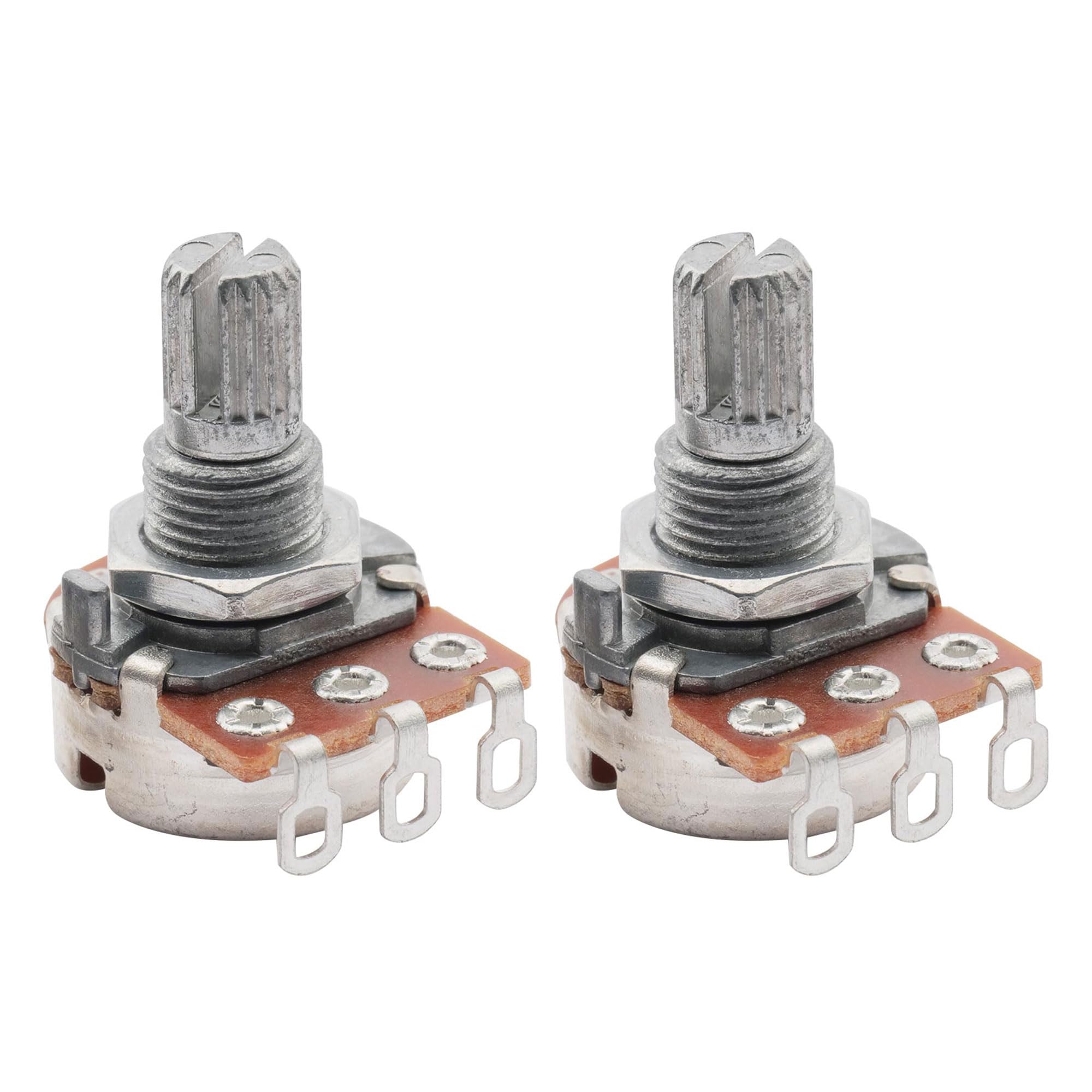 Musiclily 15mm 500K Short Split Shaft Linear Taper Potentiometer - Mini Guitar Volume/Tone Control Pots (Pack of 2) - Perfect for Electric Guitar, Bass & DIY Audio Projects