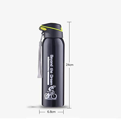 500ml Insulated Stainless Steel Cycling Water Bottle - Vacuum Double Wall Thermal Bike Bottle with Straw Lid & Flex Cap - Leakproof for Biking, Hiking, Gym & Outdoor Sports