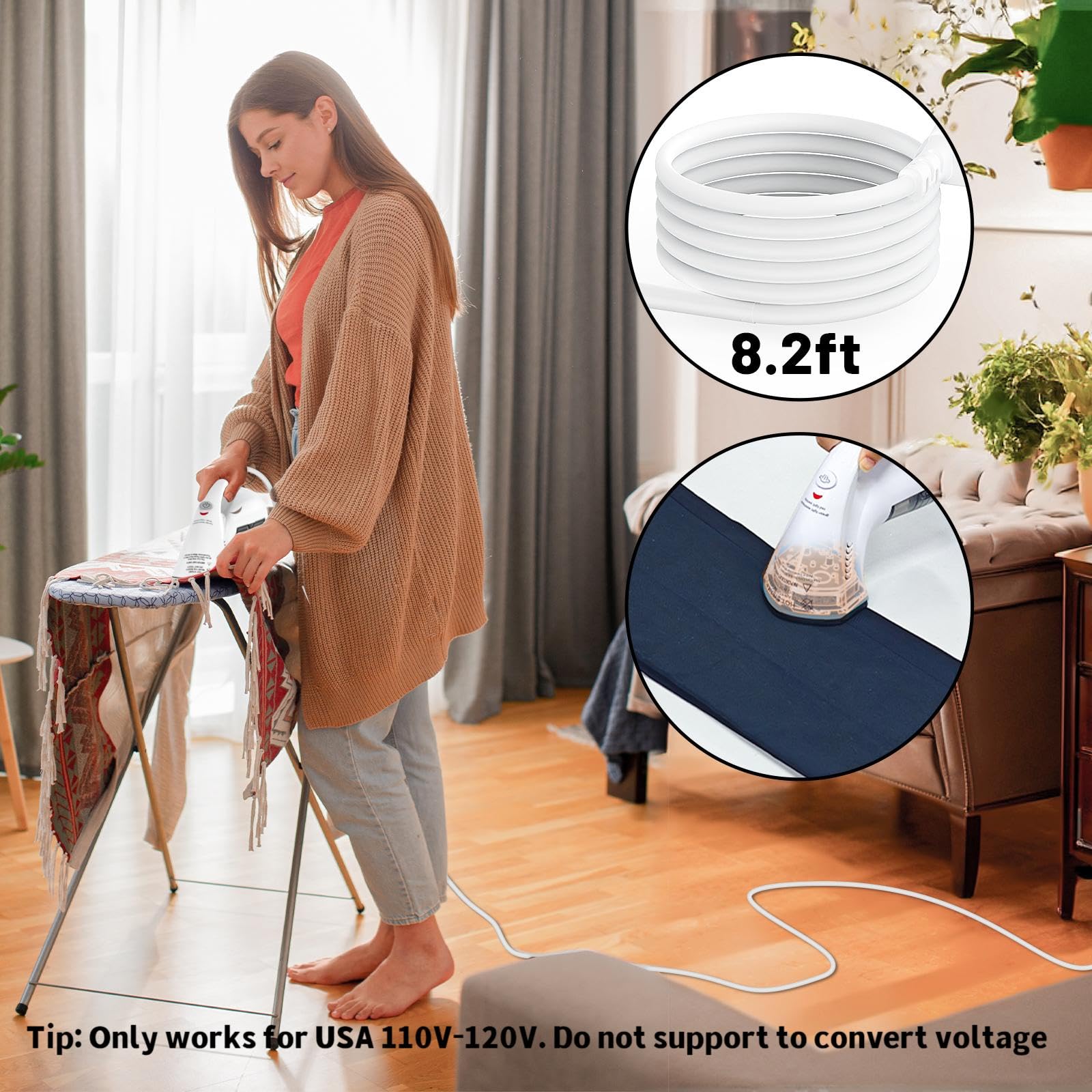 Portable Handheld Garment Steamer for Clothes - Fast Wrinkle Remover, 18 Min Continuous Steaming, Leak-Proof Fabric Steamer Iron (White) - Perfect for Travel, Home & Office Use