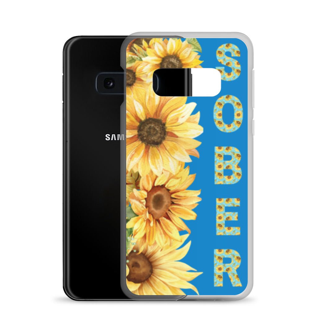 SOBER Sunflower Samsung Phone Case - Elegant Chinoiserie Floral Design Clear Protective Cover for Galaxy S21/S22/S23 - Perfect for Daily Use & Gift Giving