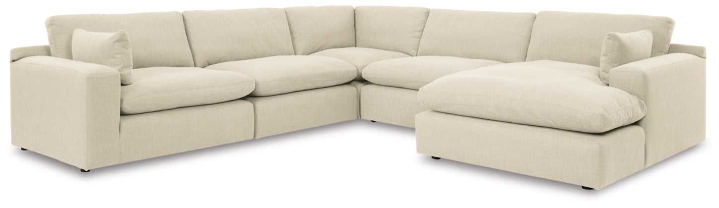 Elyza 5-Piece Sectional Sofa with Right-Hand Facing Chaise in Premium Linen Fabric - Perfect for Living Room, Family Room & Home Theater Comfort