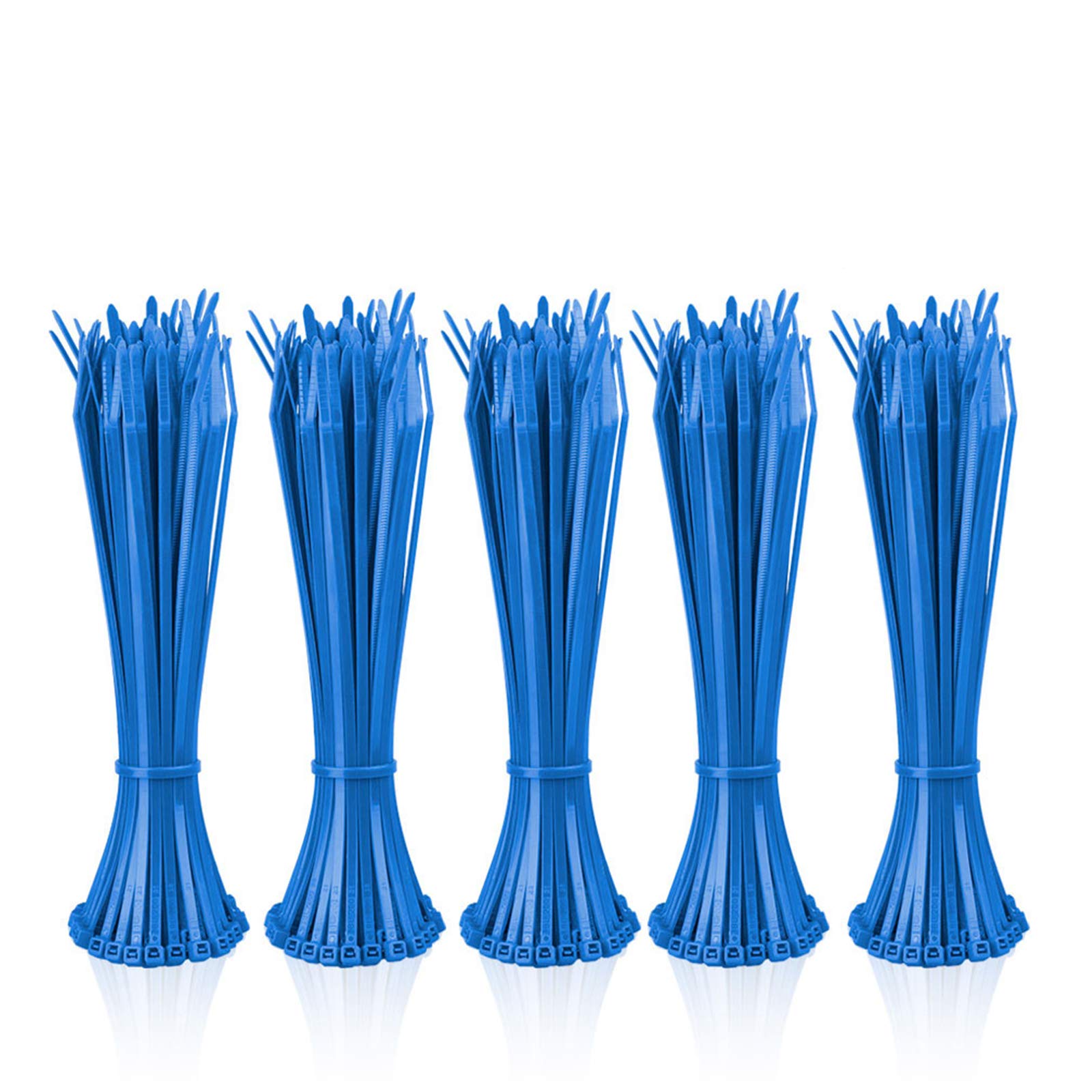 10Gtek 500-Pack 8-Inch Blue Nylon Self-Locking Cable Ties - Heavy Duty Zip Ties for Wire Management, Organizing Cables, Home Office & Industrial Use
