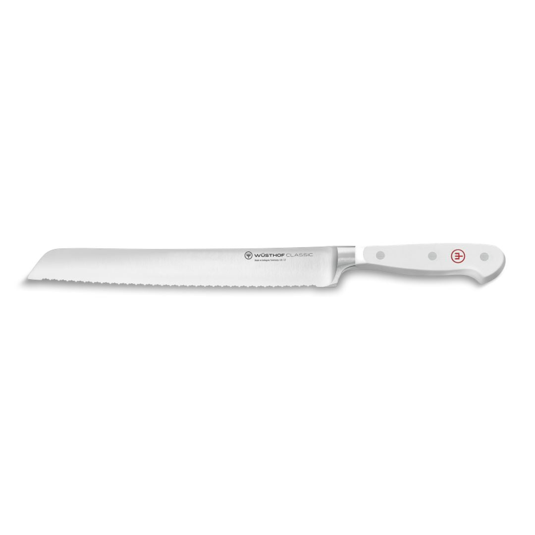 Wusthof Classic 9-Inch White Double Serrated Bread Knife - Sharp Stainless Steel Blade for Slicing Bread, Cake, and Pastries - Perfect for Home Kitchens and Bakeries