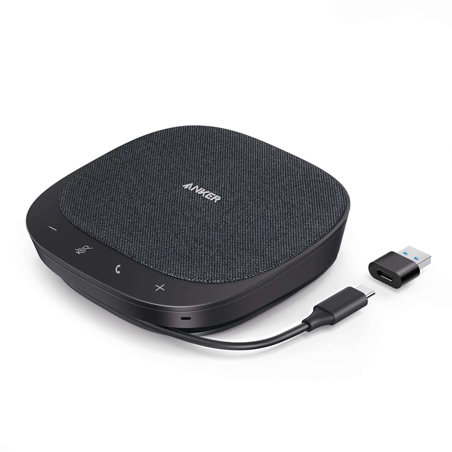 Anker PowerConf S330 USB Speakerphone for Home Office - 360° Voice Pickup with 4 Mics, Smart Noise Reduction, Plug & Play Conference Speaker - Perfect for Zoom Meetings, Webinars & Remote Work