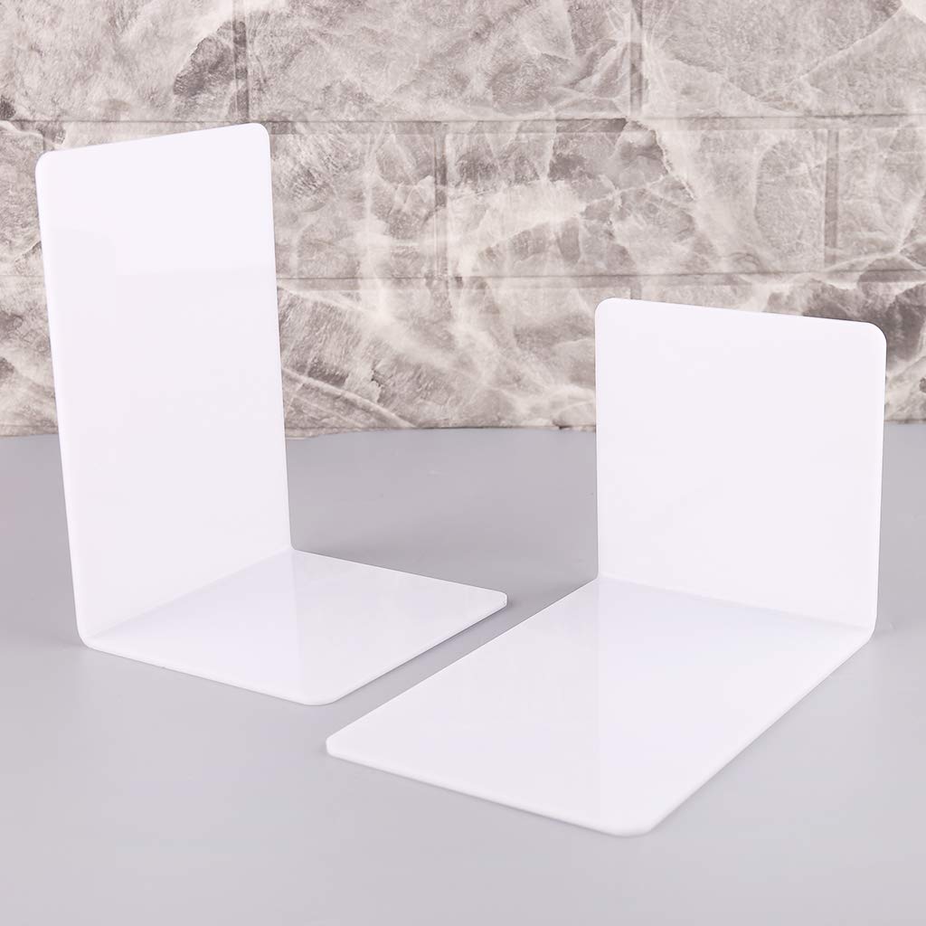 2Pcs Clear Acrylic Bookends - Heavy Duty L-Shaped Desk Organizer & Book Holder, Non-Skid Book Support for Office, Home, Library (2 Size Options) - Perfect for Shelves, Desks and Bookcase Organization