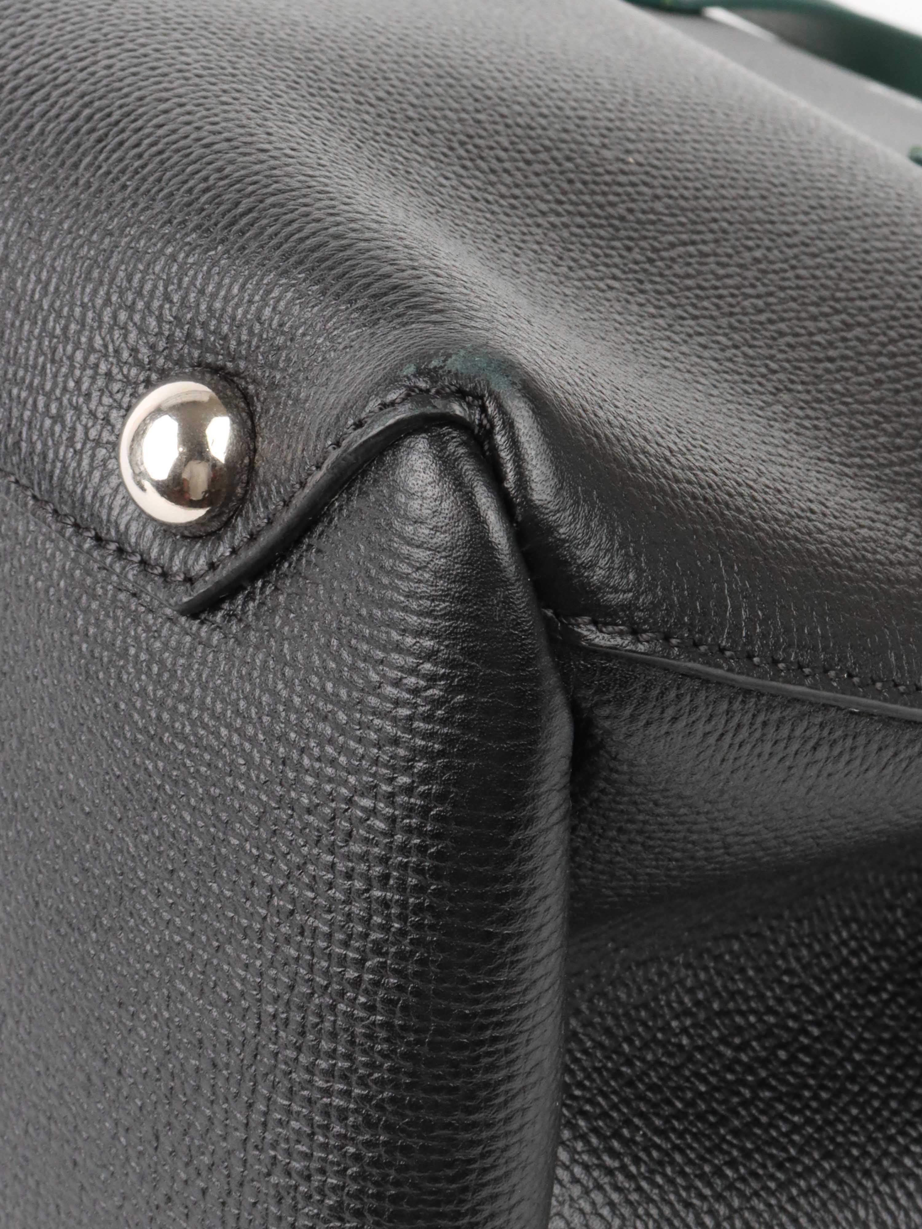 Burberry Black and Green Leather Tote Bag for Women - Luxury Designer Handbag for Work, Travel & Everyday Use