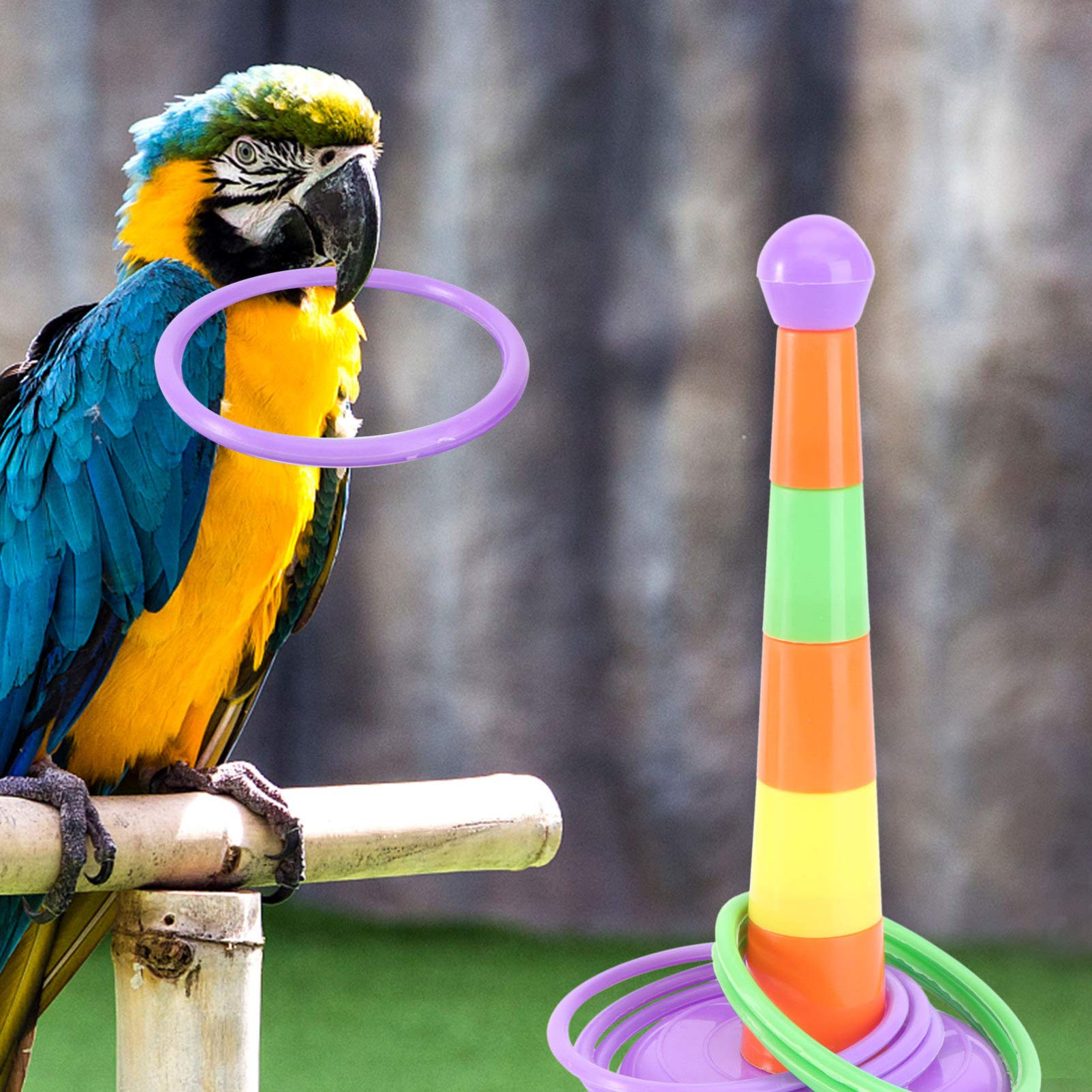 Parrot Chew Toys Set - Basketball Stand, Skateboard & Chewing Toys for Birds - Durable Pet Bird Playthings for Parrots & Cockatiels - Perfect for Cage Entertainment & Beak Exercise