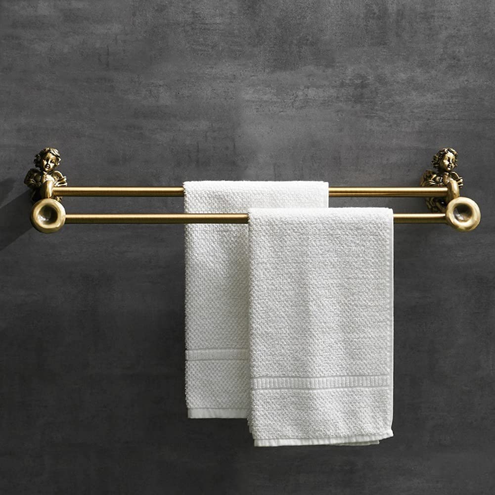 Bronze Wall Mounted Towel Shelf & Hook Set - Classic Angel Design Bathroom Organizer for Towels, Robes, and Home Decor | Perfect for Small Bathrooms, Vanities, and Spa-Style Showers