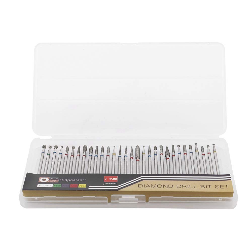 Professional 30Pcs Nail Art Drill Kit with Diamond Grinding Heads - Electric Nail Drill Machine Accessories for Manicure & Pedicure - Perfect for Salon, Home Use & DIY Nail Care