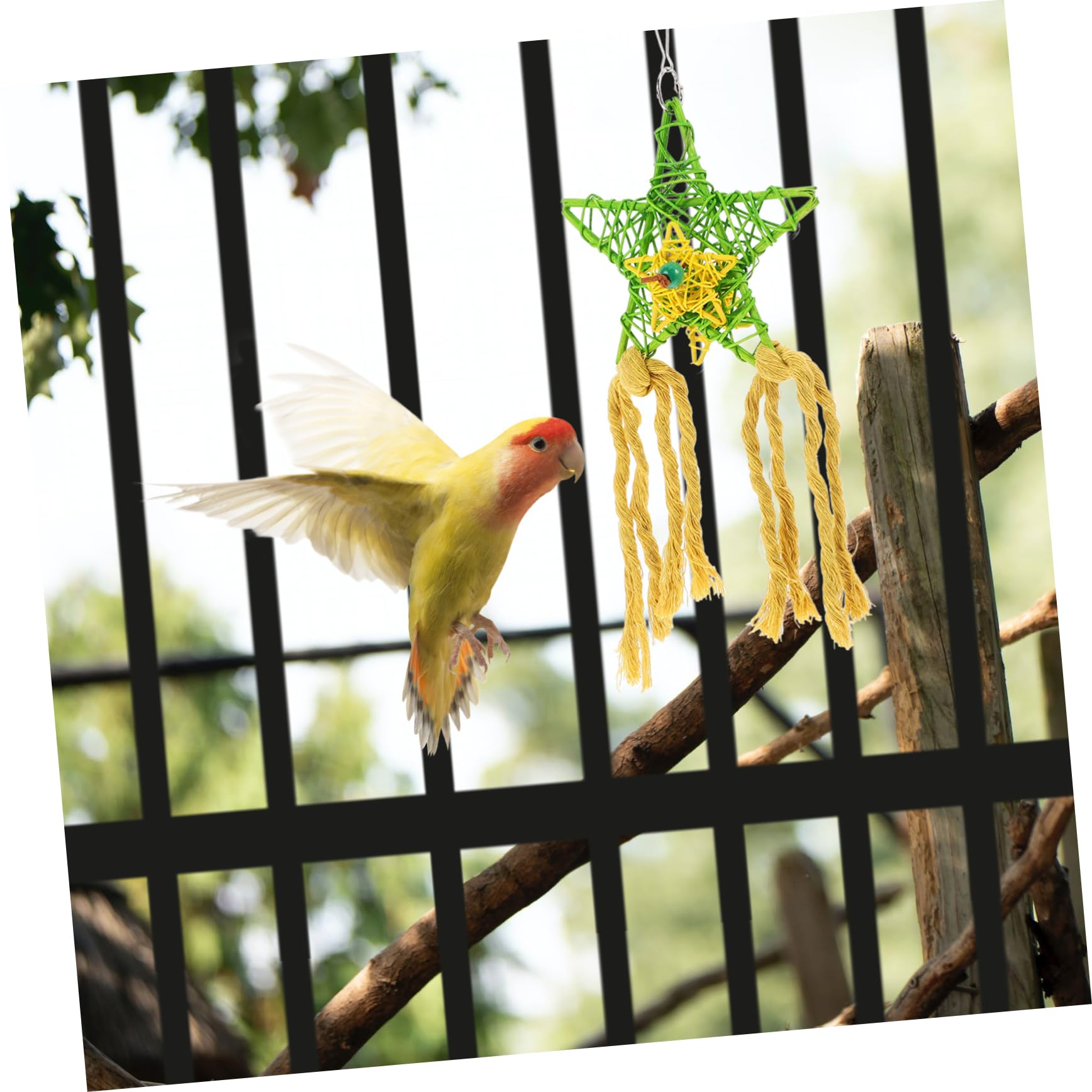 3pcs Parrot Chew Toys - Natural Wooden Skewers, Foraging Paper & Rattan Ball - Bird Molar & Shredder Toys for Parakeets, Cockatiels, Lovebirds - Perfect for Cage Hanging & Mental Stimulation
