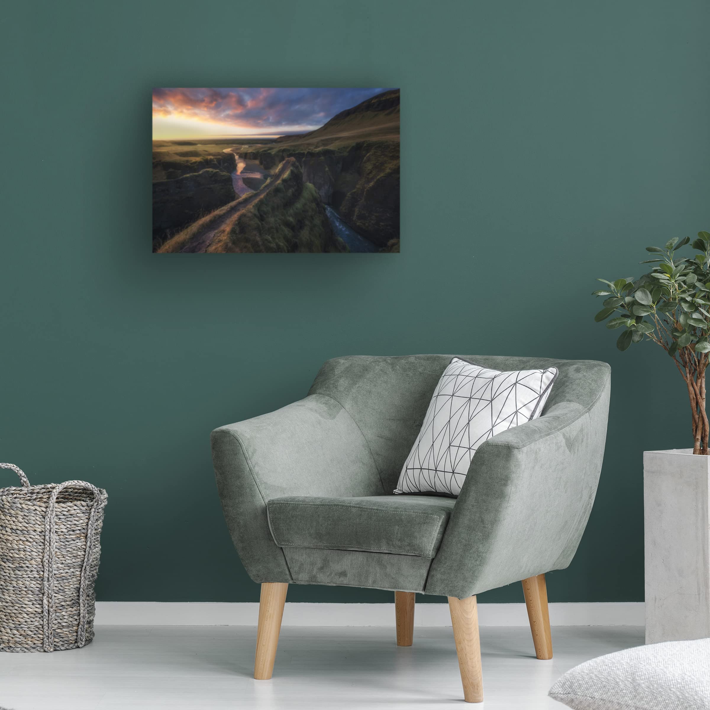David Martin Castan 'Iceland At Sunset' Canvas Wall Art Print - Stunning Landscape Painting for Living Room, Bedroom & Office Decor
