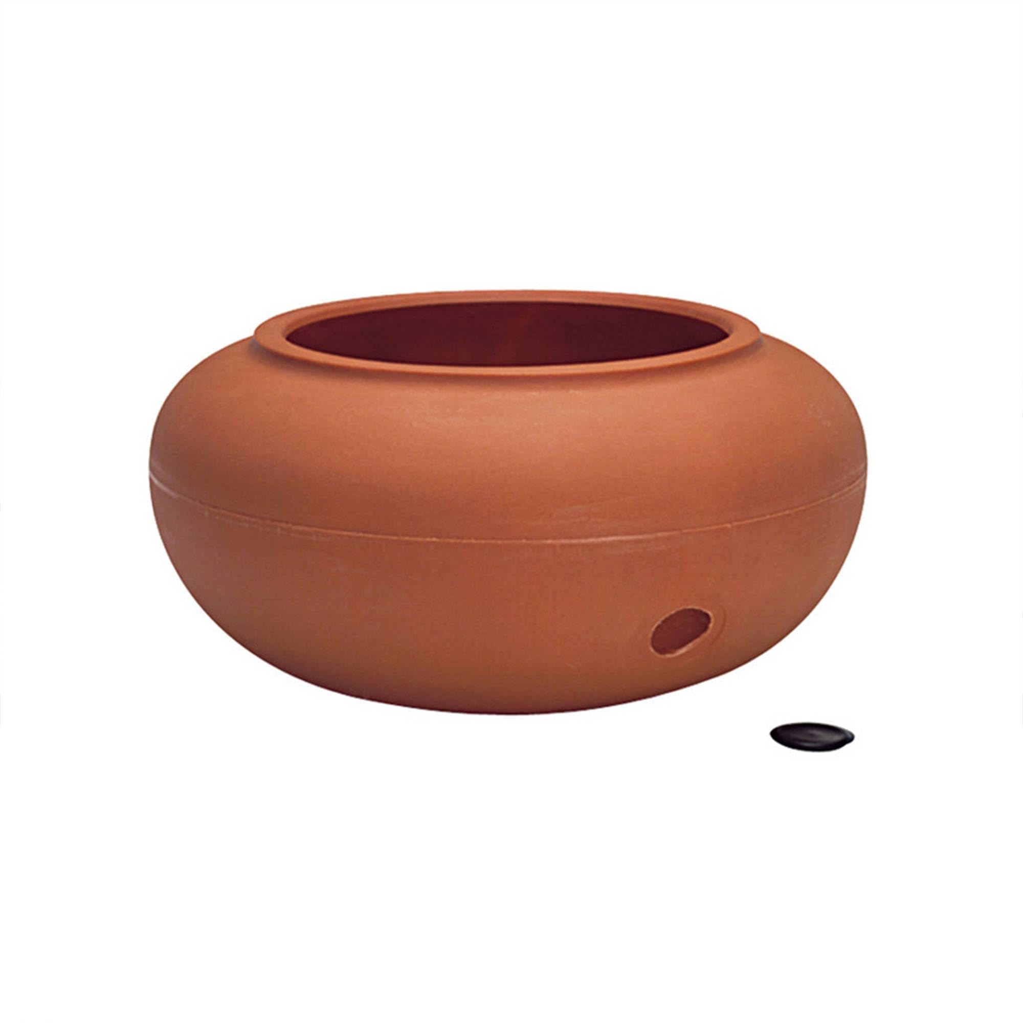 The HC Companies 21 Inch Lightweight Garden Hose Storage Pot - Holds 75-100 Ft Hoses, Terrazzo Series Design, Terra Cotta (2 Pack) - Perfect for Outdoor Garden, Yard, and Patio Organization