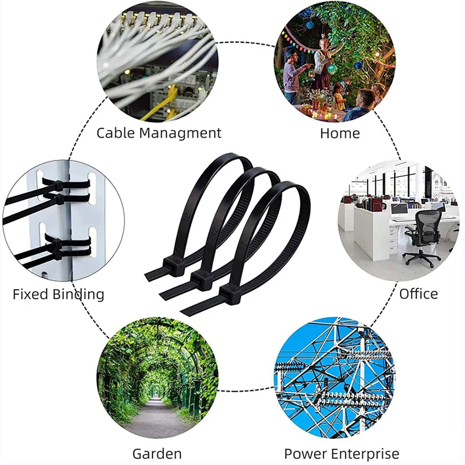 Heavy Duty 20 Inch Large Black Zip Ties - 60PCS Extra Long Cable Ties with 160LB Strength for Outdoor Wiring, Bundling & Organizing - Weather Resistant Wire Ties for Home, Garage & Industrial Use