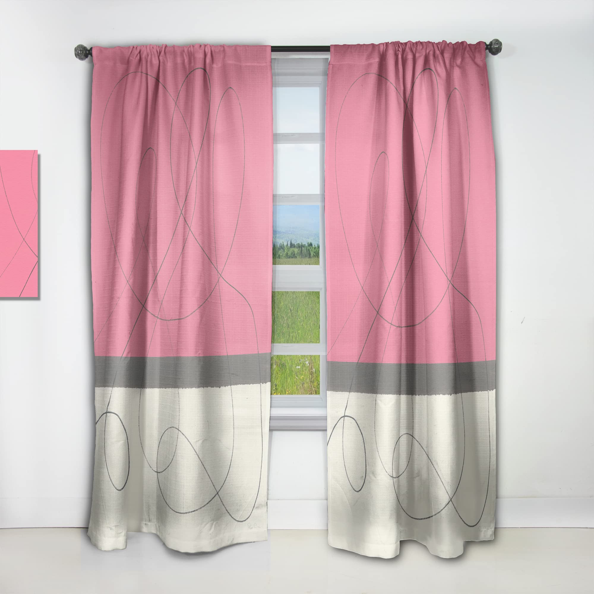 DesignQ Geometric Neapolitan II Thermal Insulated Curtains - Single Panel 52x120 Inches - Blackout Drapes for Bedroom & Living Room - Perfect for Home Decor & Light Control