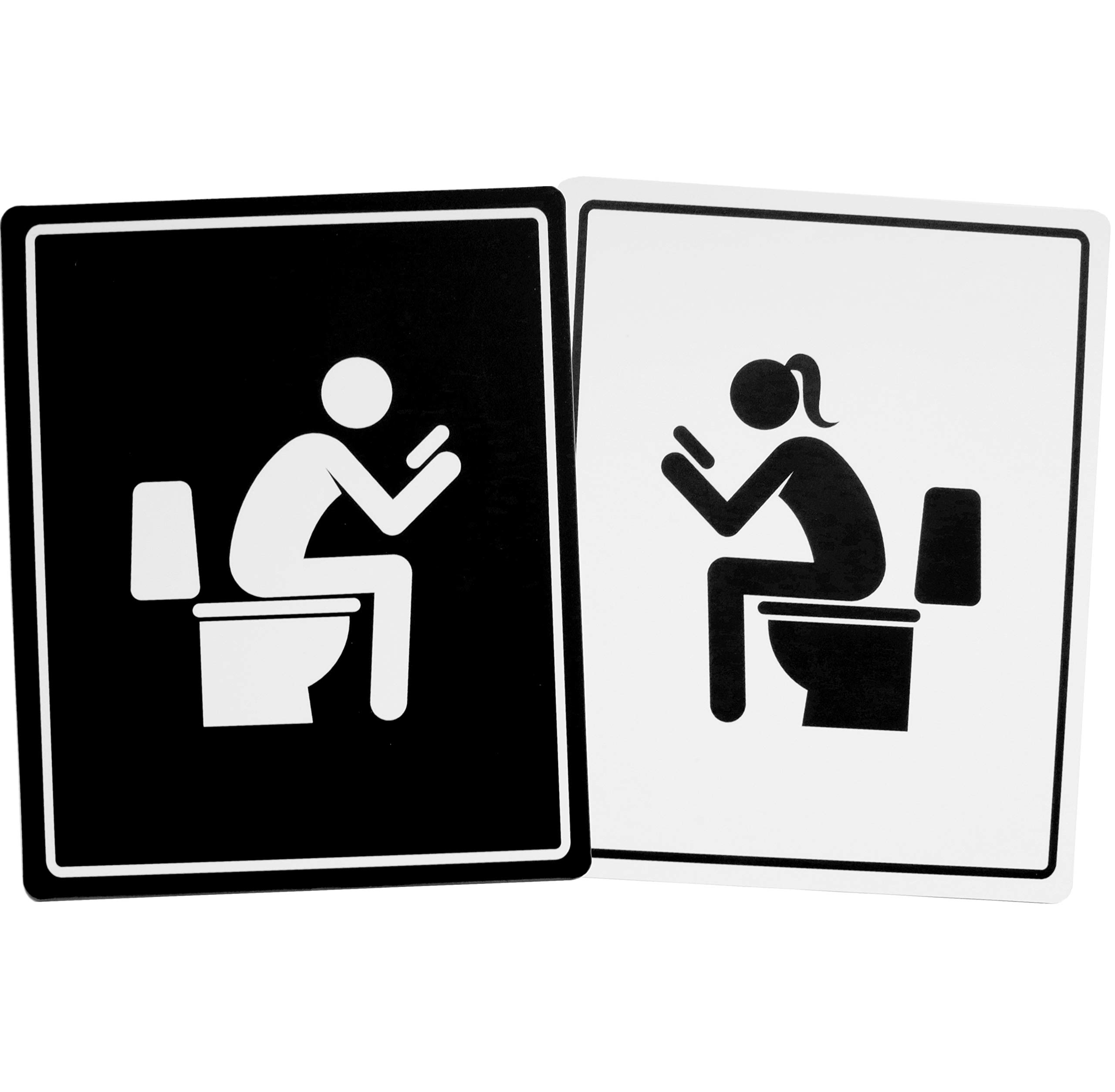 Funny Toilet Signs - Double Sided Adhesive (5.3x6.7
