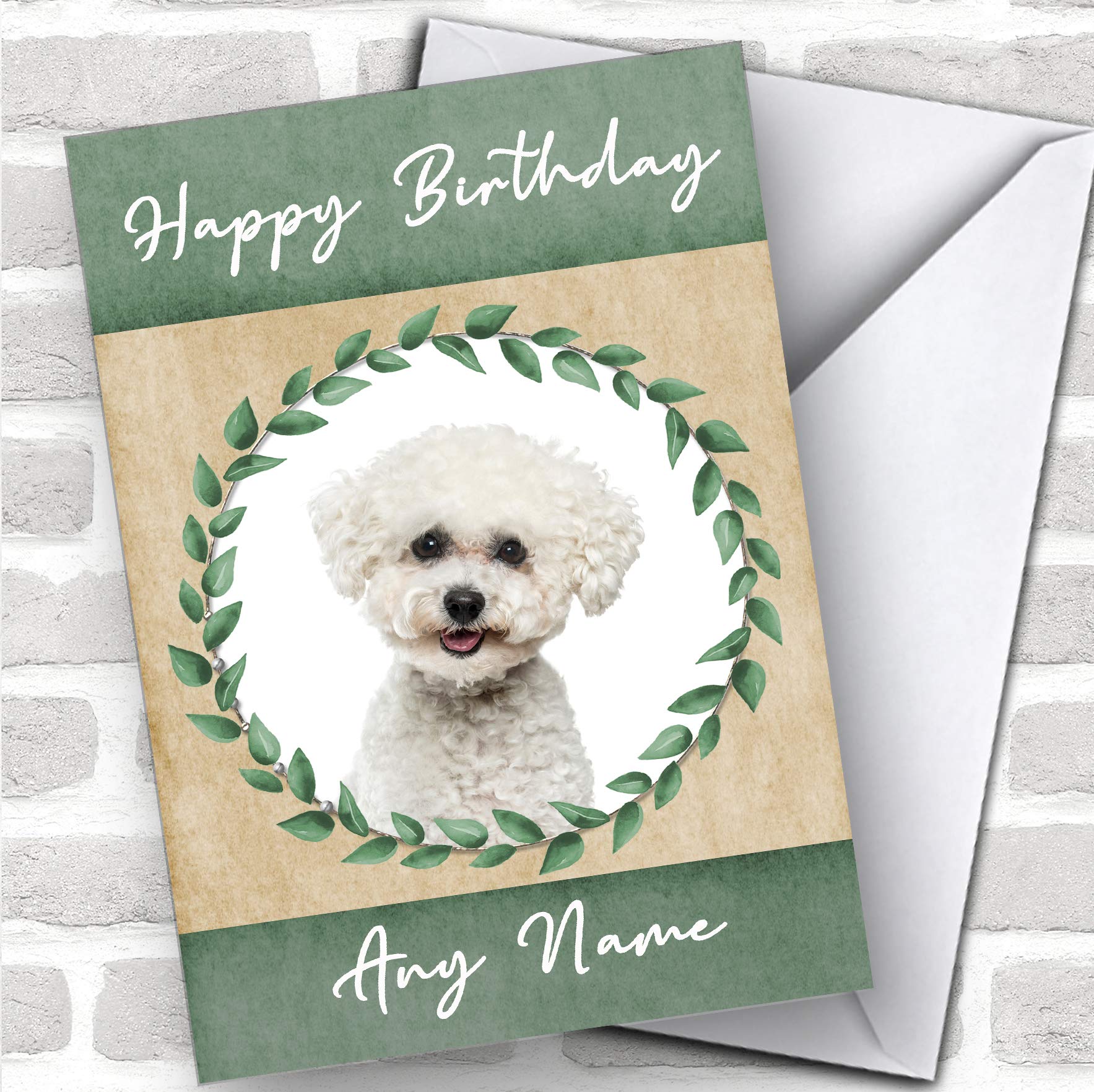 Bichon Frise Dog Green Animal Personalized Birthday Greeting Card | Custom Pet Birthday Card for Dogs | Perfect for Dog Lovers & Pet Birthday Celebrations