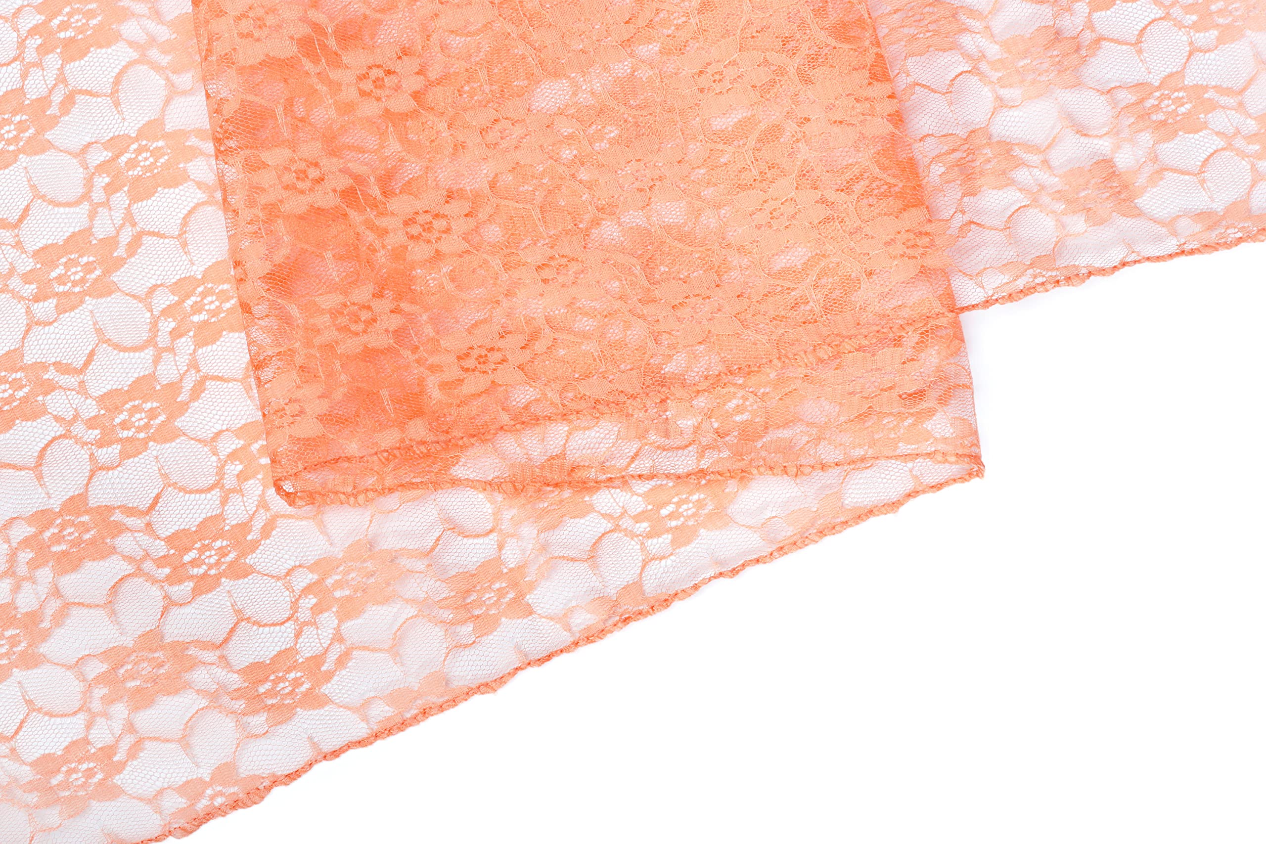 25-Pack Peach Lace Table Runners 12x108 Inches - Elegant Wedding Decor, Perfect for Birthday Parties, Banquets, Graduations & Engagements - Fits Rectangle & Round Tables - Ideal for Home, Event & Party Decorations