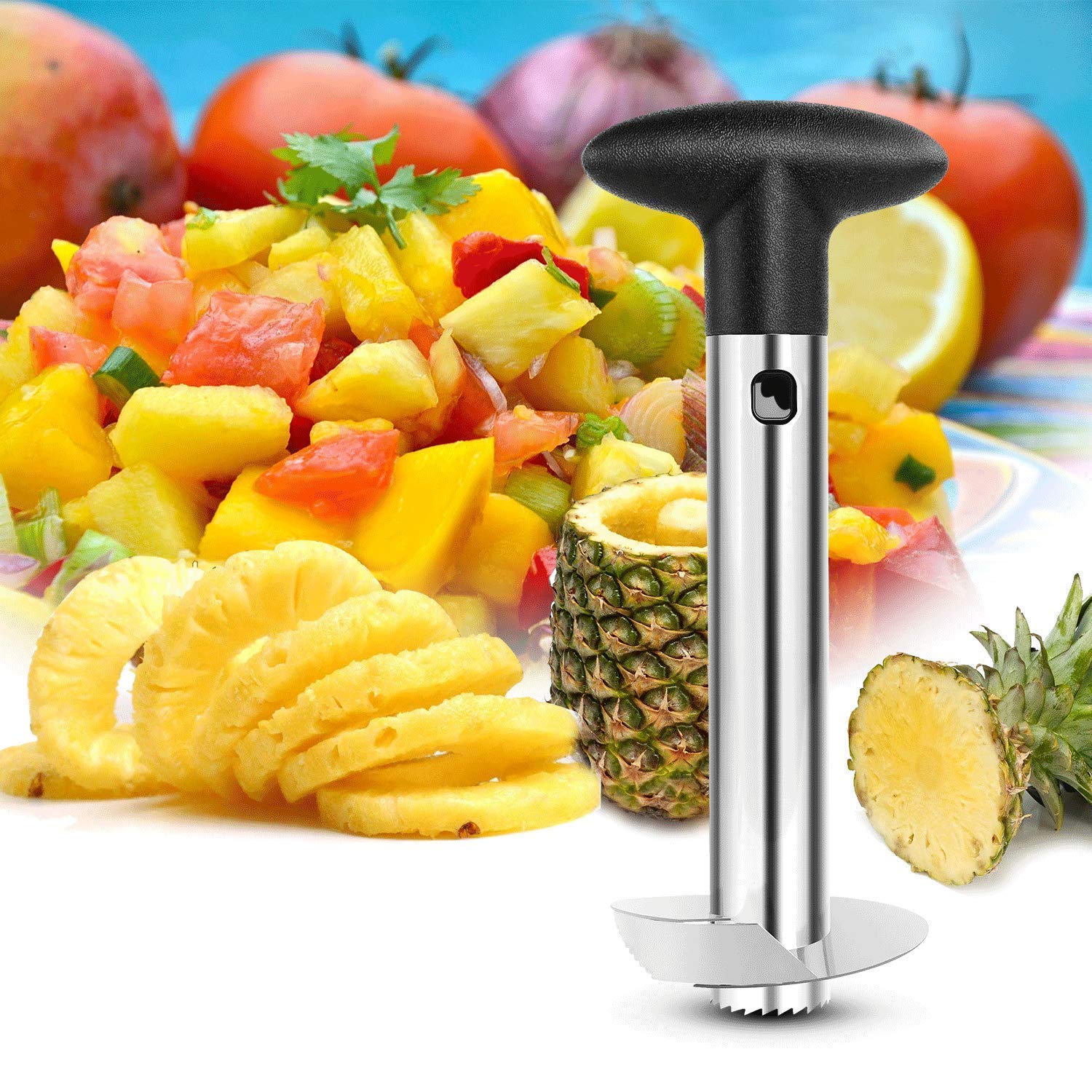 Premium Stainless Steel Pineapple Slicer & Corer - Easy Fruit Cutting Tool for Kitchen, BBQ, Party & Healthy Snacks