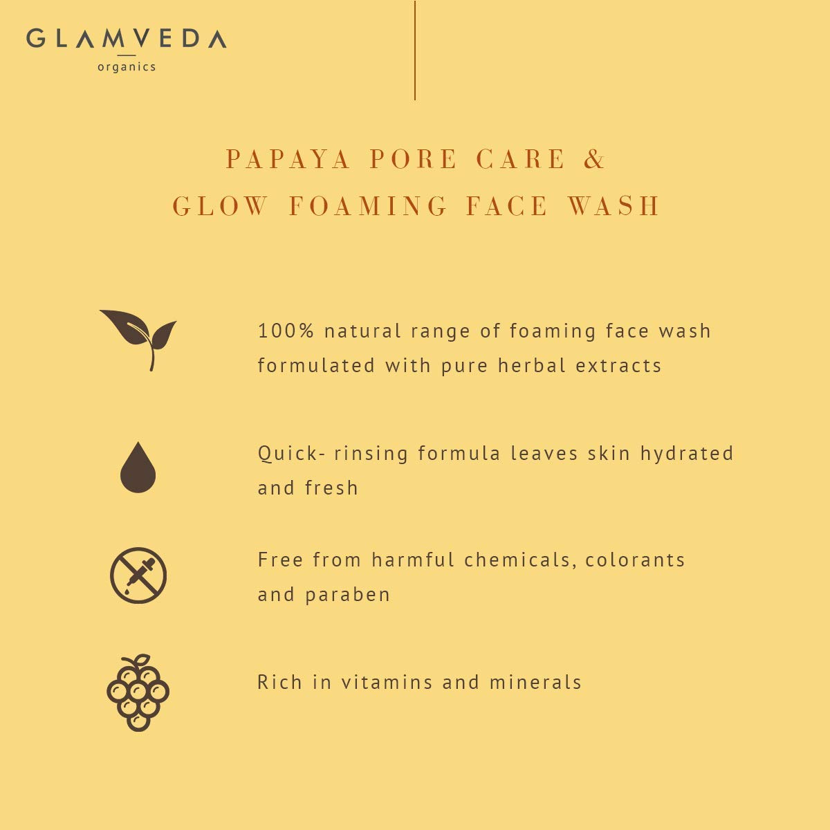 Papaya Anti-Tan & Glow Foaming Face Wash for Brightening & Tan Removal - 150ml | Orange Scent | Suitable for Daily Skincare & Sun-Damaged Skin