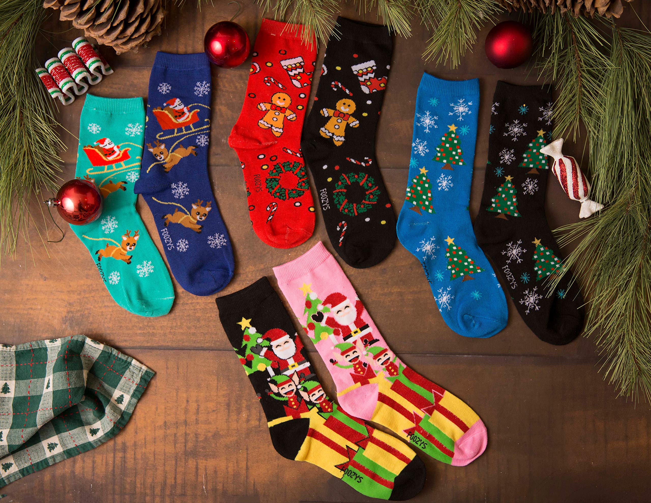 Foozys Women's Holiday Crew Socks - Christmas Novelty Socks for Women - 2 Pairs Pack - Cozy & Festive Winter Socks for Gifts, Parties & Casual Wear
