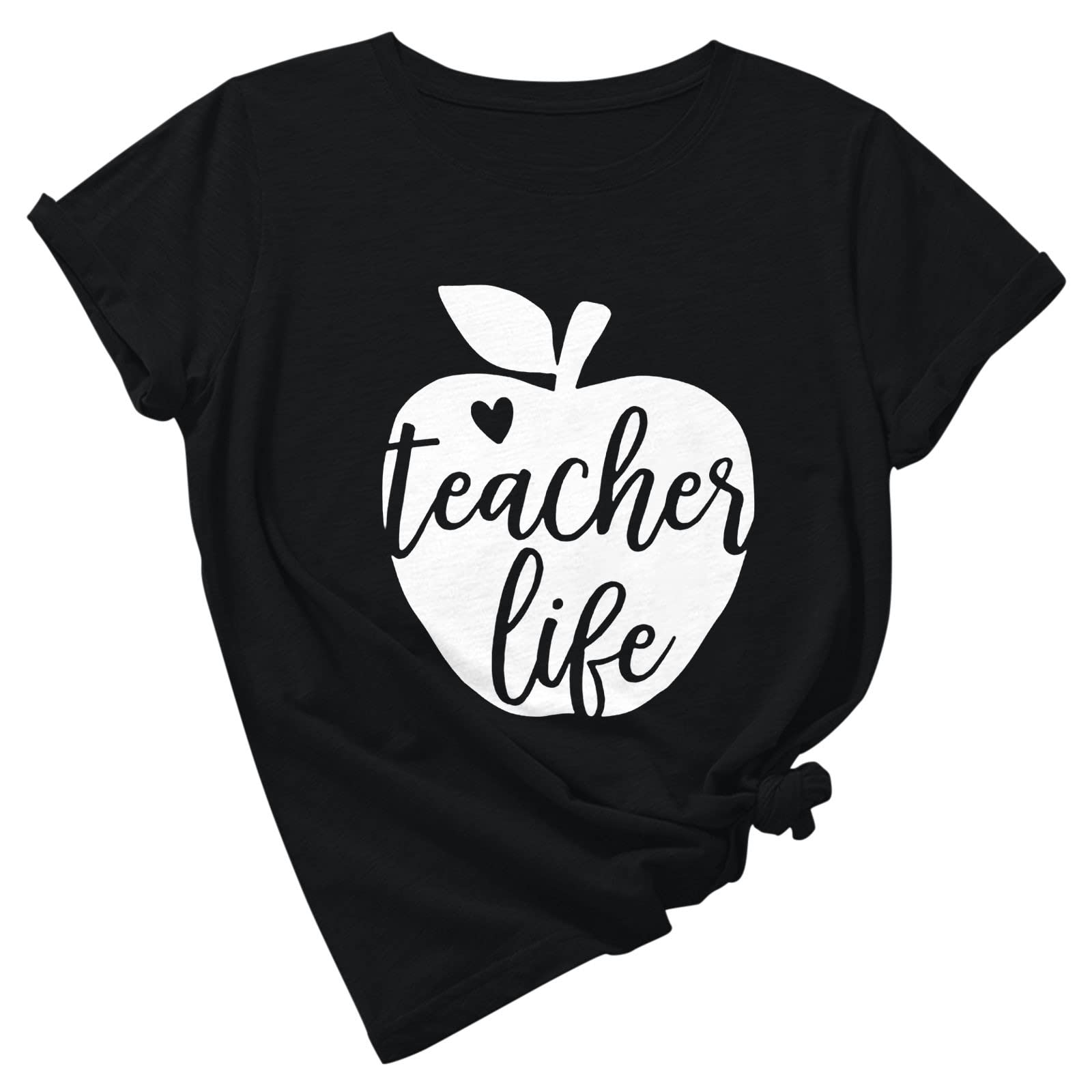 Inspiring Teacher Shirts for Women - 'Teach Love Inspire' Funny Saying Blouse, Casual Letter Print Short Sleeve Teaching Tee | Perfect for Classroom, Teacher Appreciation Week & Back to School
