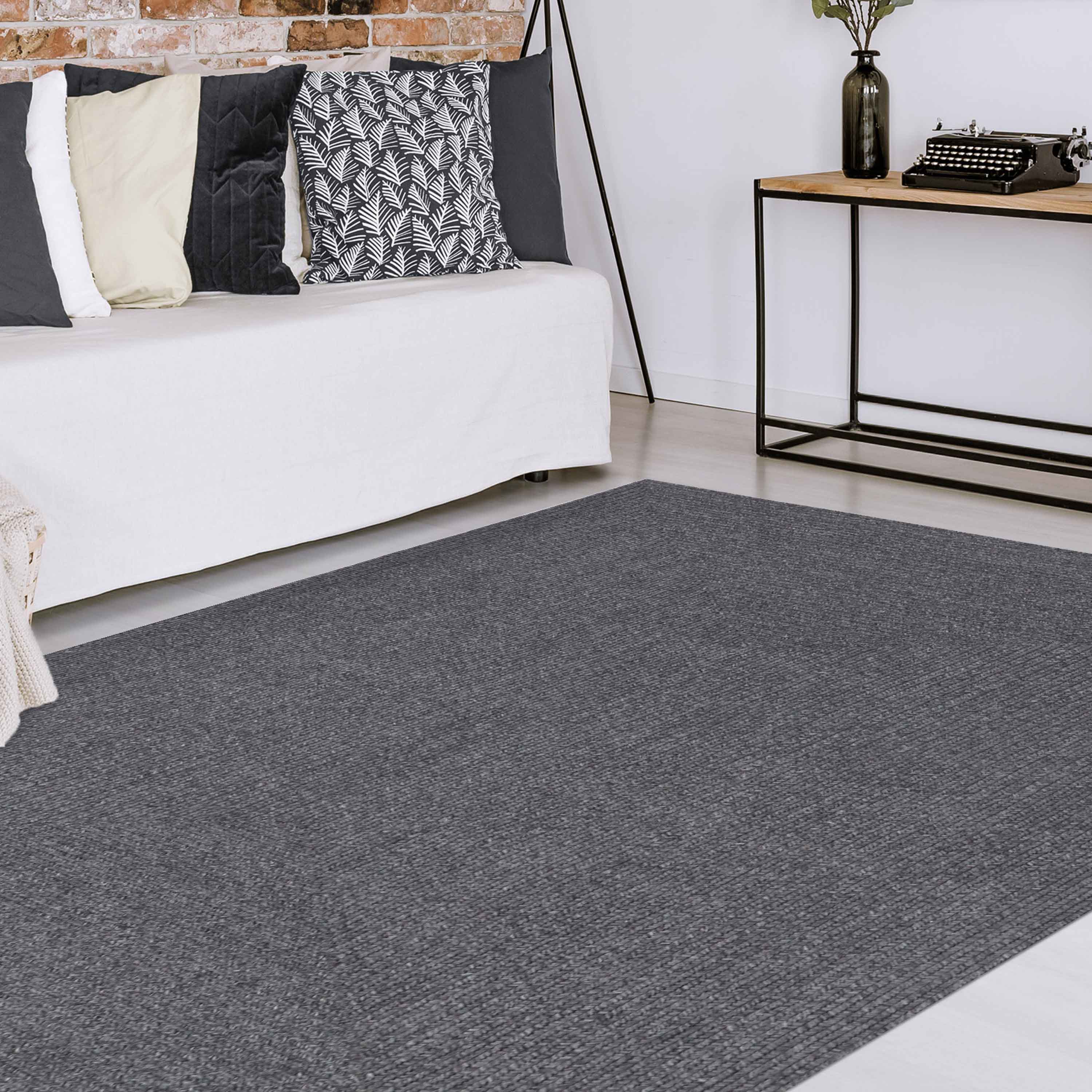 Bohemian Rectangle Braided Area Rug - Non-Slip Indoor Outdoor Rug for Living Room, Bedroom, Patio - Soft Woven Jute Natural Fiber Floor Mat for Home Decor