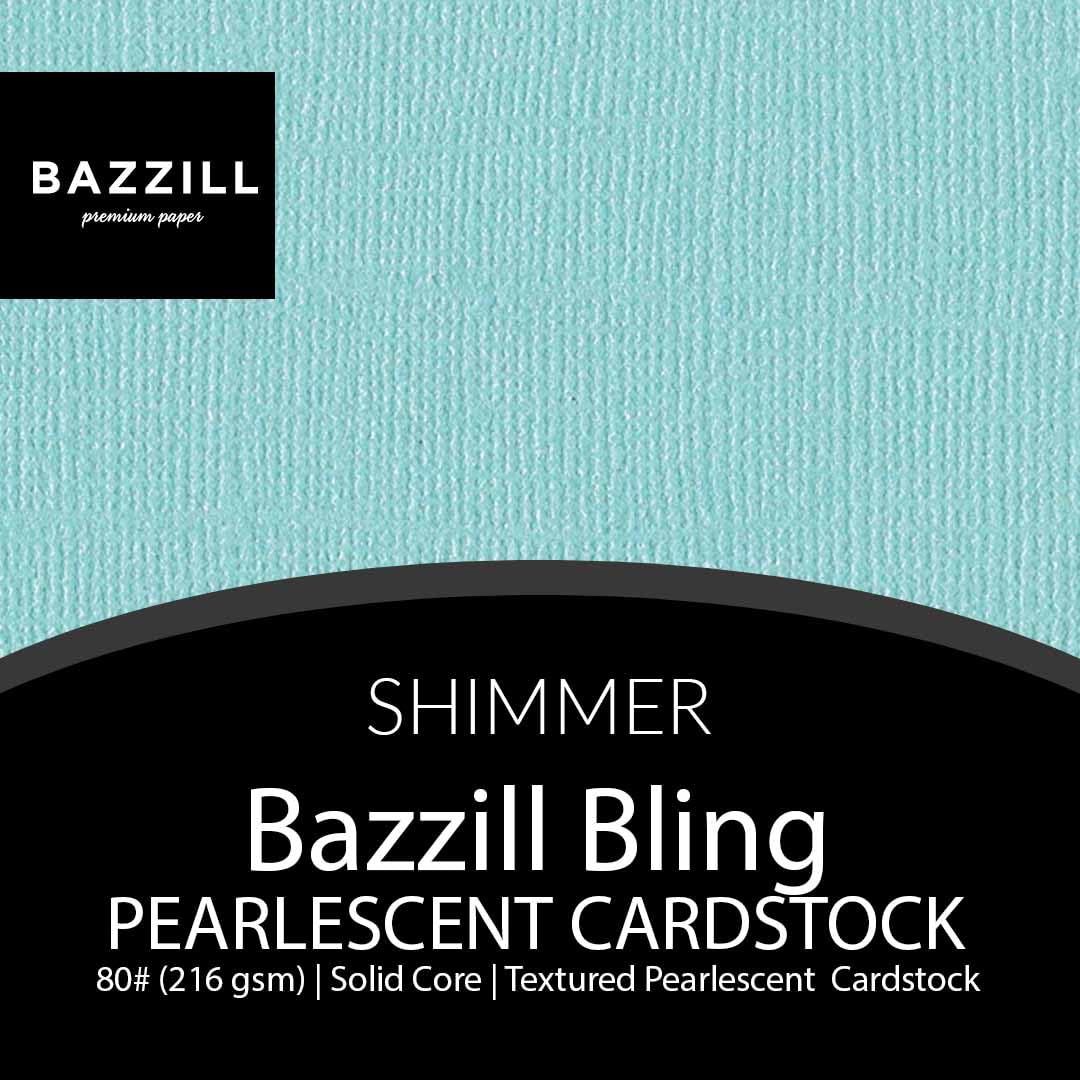 Bazzill Bling 12x12 Pearlescent Blue Cardstock - 80 lb Premium Scrapbook Paper for Card Making & Paper Crafts (25 Sheets) | Perfect for DIY Invitations, Greeting Cards, and Scrapbooking Projects