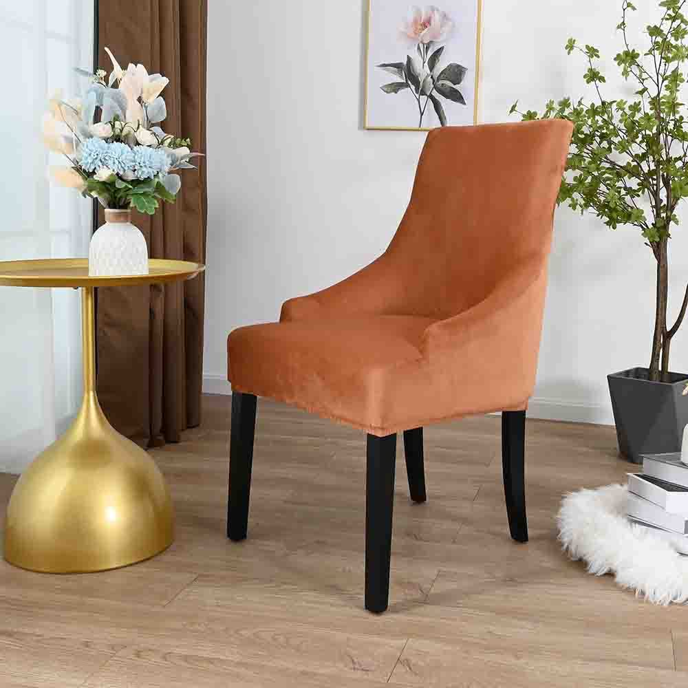 Velvet Stretch Wingback Chair Slipcover - Reusable Armchair Protector for Dining Room, Banquet, Home Decor - Machine Washable & Hand Washable (Camel, Set of 4) - Perfect for Living Room, Office, Wedding & Event Decor