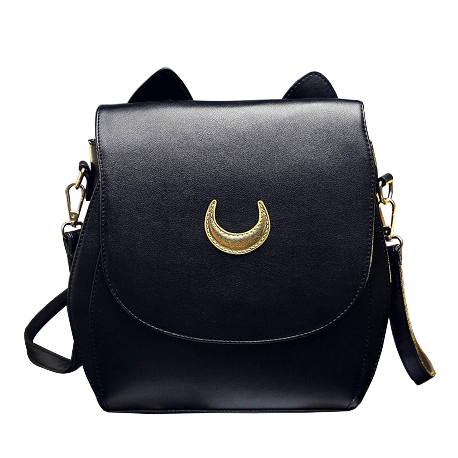 Oweisong Women's Cute Cat Anime Backpack - Fashion Sparkling Moon Sailor Purse, Satchel & Shoulder Handbag for Cosplay, School, Travel & Daily Use