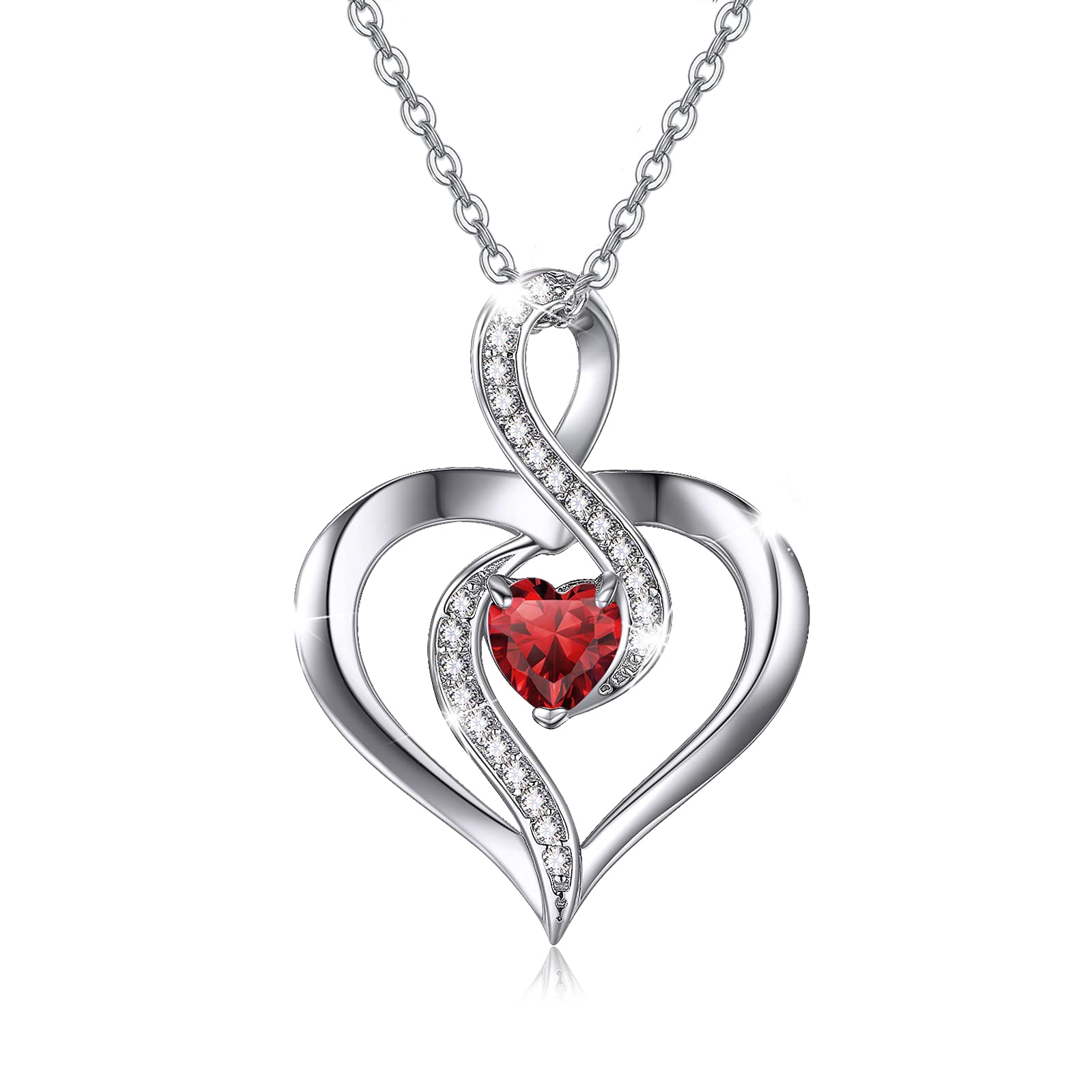 925 Sterling Silver Infinity Love Heart Pendant Necklace for Women - Elegant Birthstone Jewelry Gift for Mom, Girlfriend, Wife | Perfect for Valentine's Day, Anniversary, Birthday & Special Occasions
