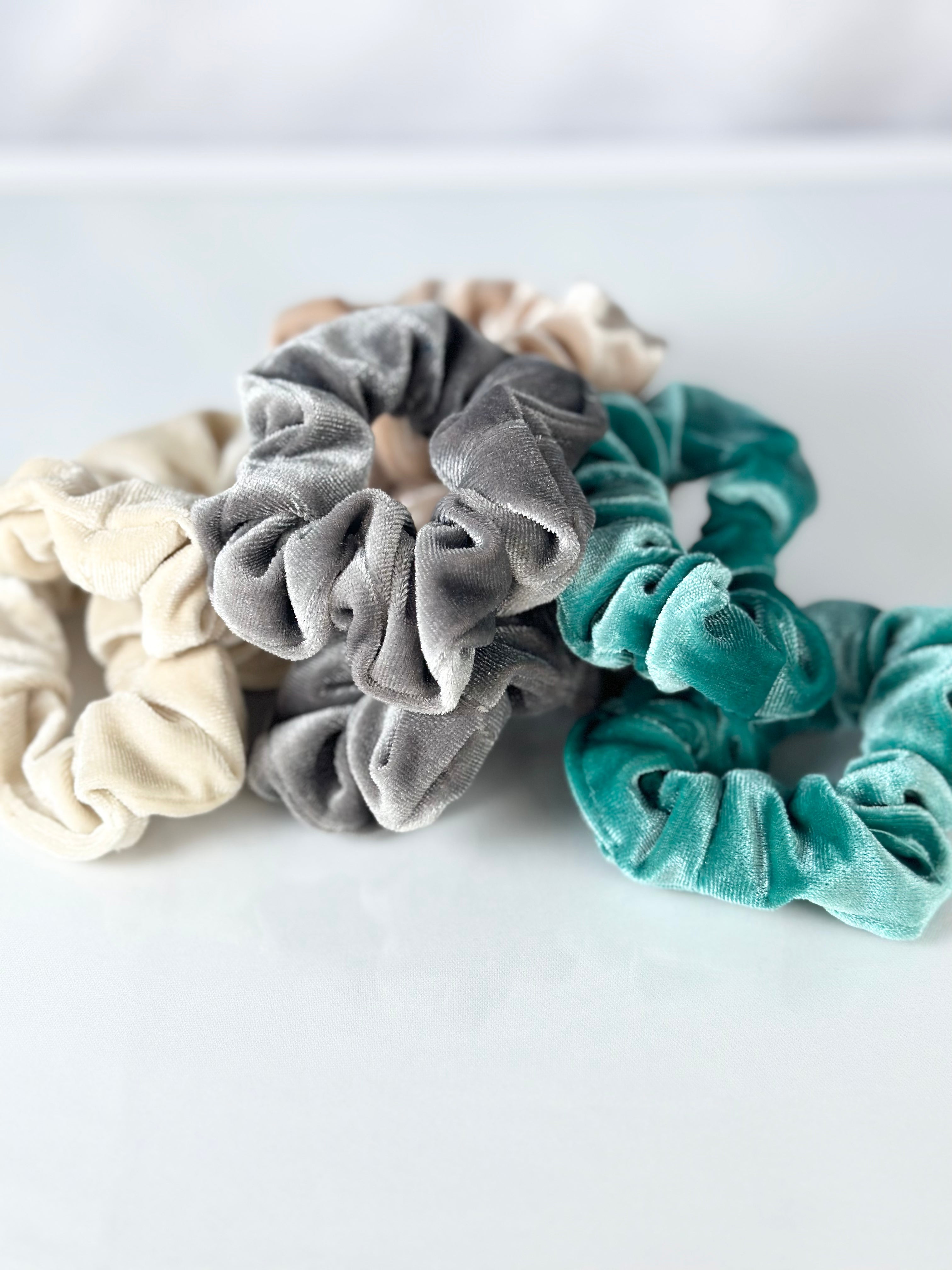 Soft Velvet Hair Scrunchies for Women - Set of 2 Small Hair Ties (Black & Burgundy) - Perfect for Workouts, Office & Everyday Hairstyles